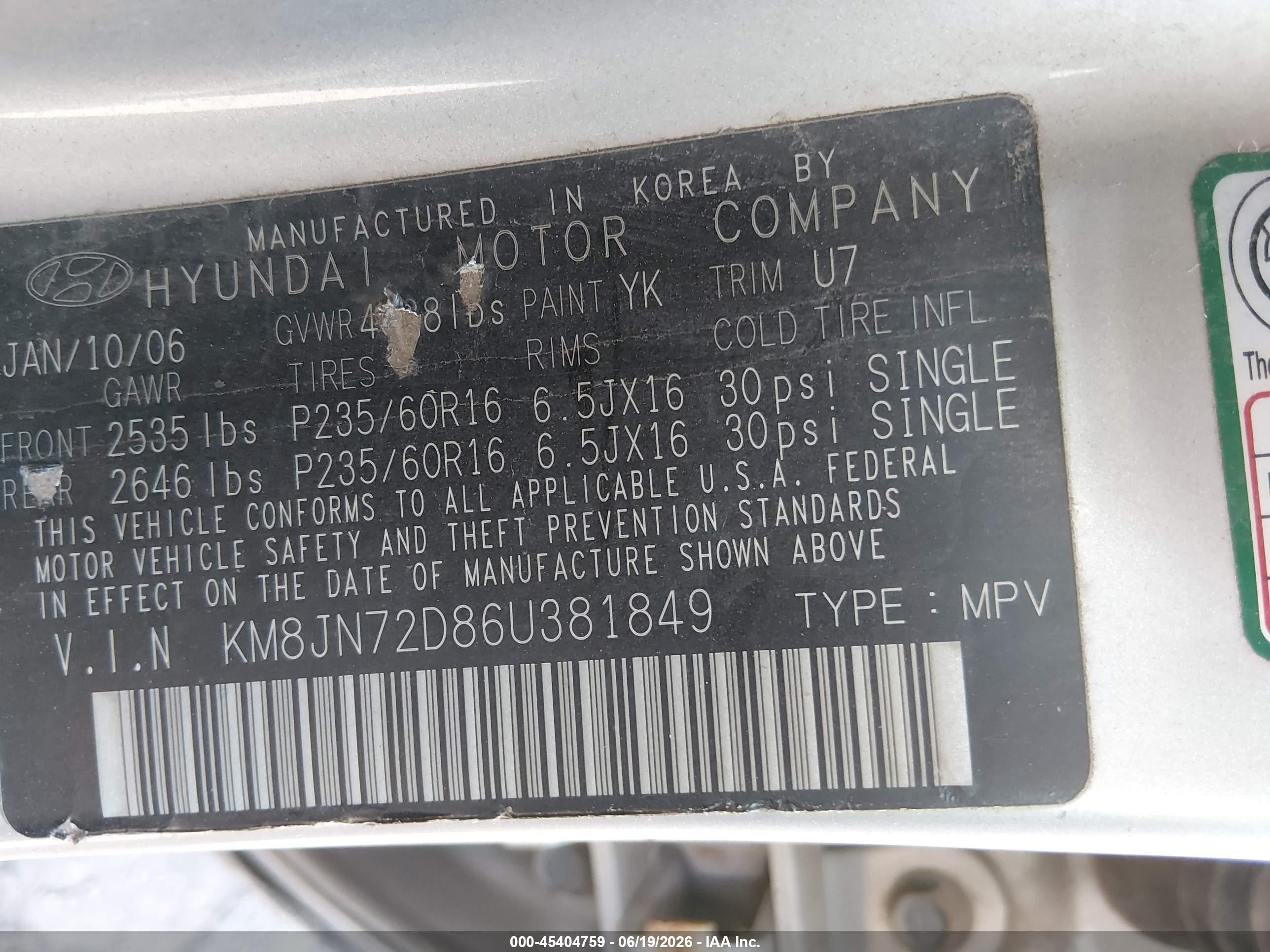 2006 Hyundai Tucson Gls/limited Silver vin: KM8JN72D86U381849