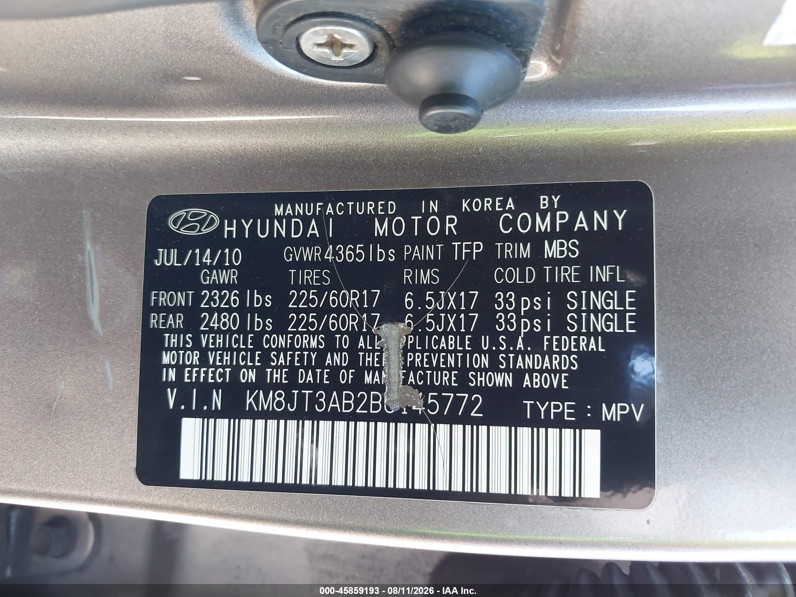 2011 Hyundai Tucson Gl Pewter vin: KM8JT3AB2BU145772