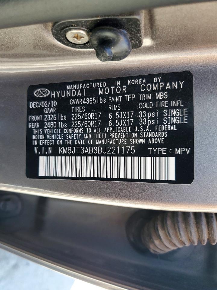 2011 Hyundai Tucson Gl Gold vin: KM8JT3AB3BU221175