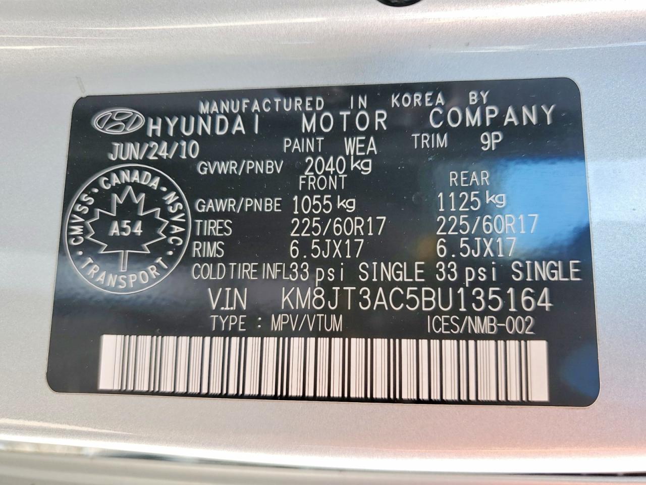 2011 Hyundai Tucson Gl Silver vin: KM8JT3AC5BU135164