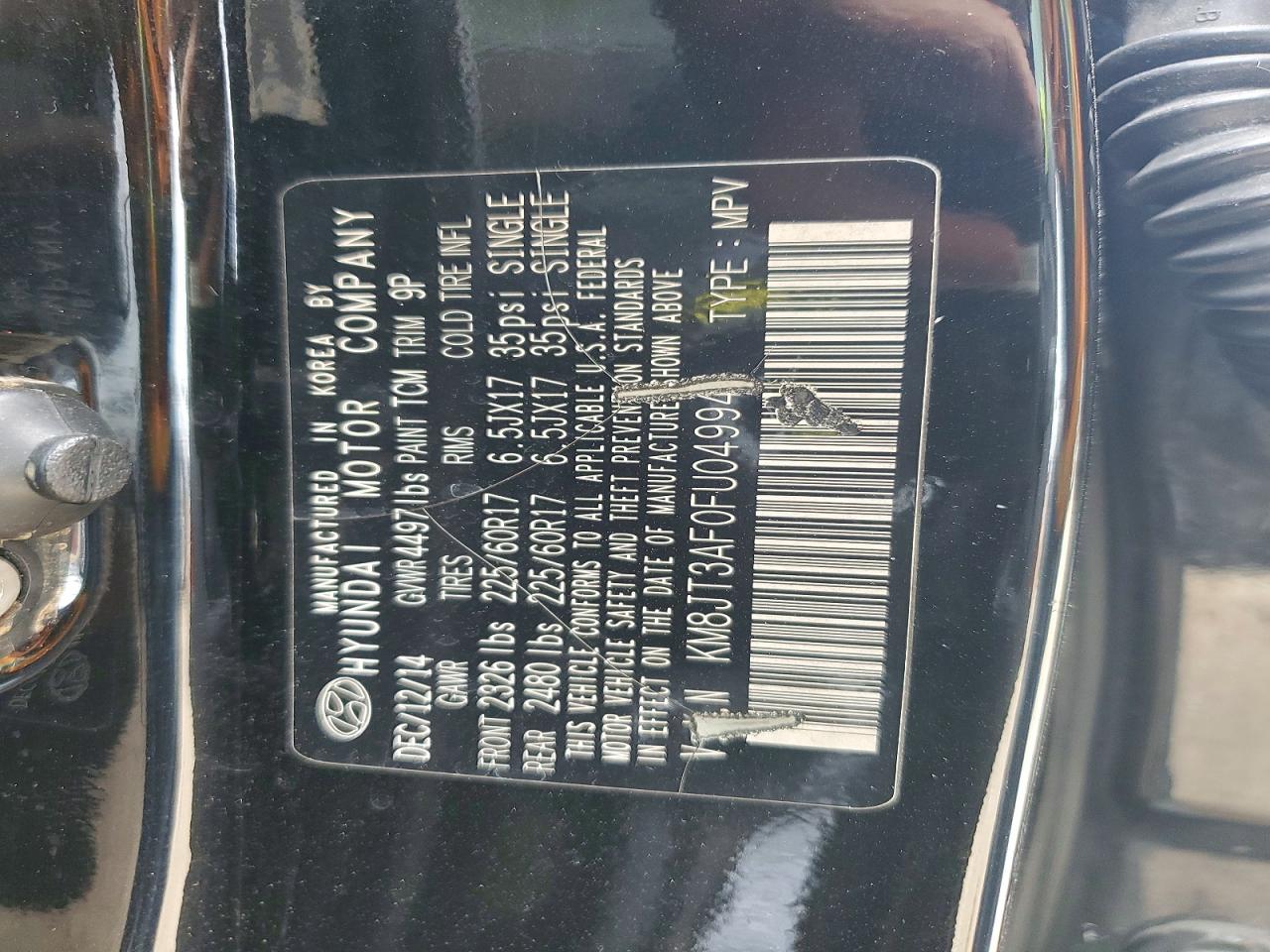 2015 Hyundai Tucson Gls Черный vin: KM8JT3AF0FU049941