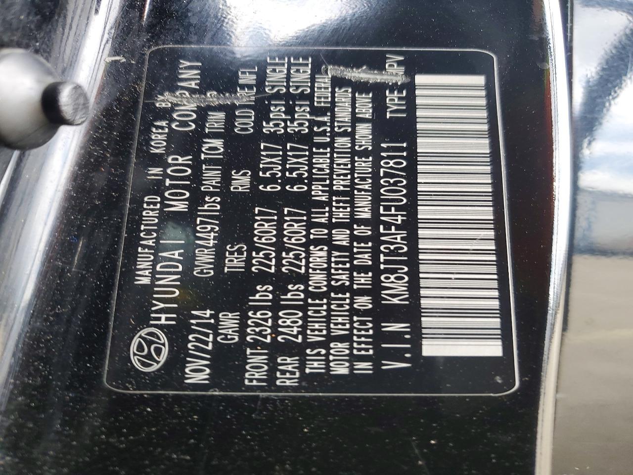2015 Hyundai Tucson Gls Black vin: KM8JT3AF4FU037811