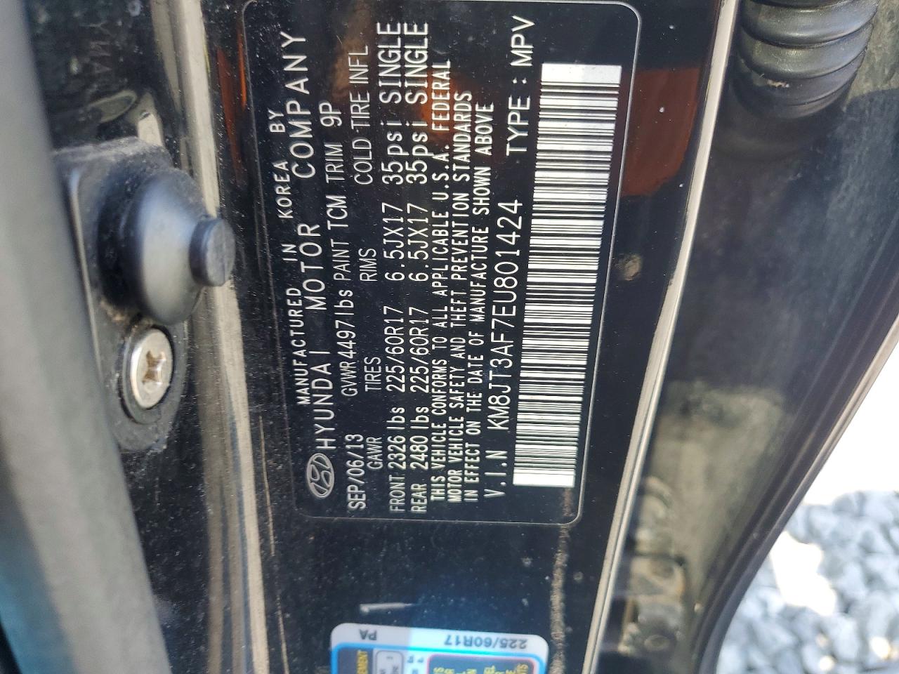2014 Hyundai Tucson Gls Черный vin: KM8JT3AF7EU801424