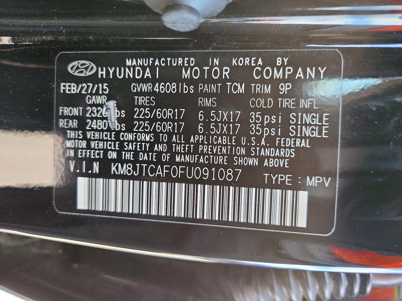 2015 Hyundai Tucson Gls Gray vin: KM8JTCAF0FU091087