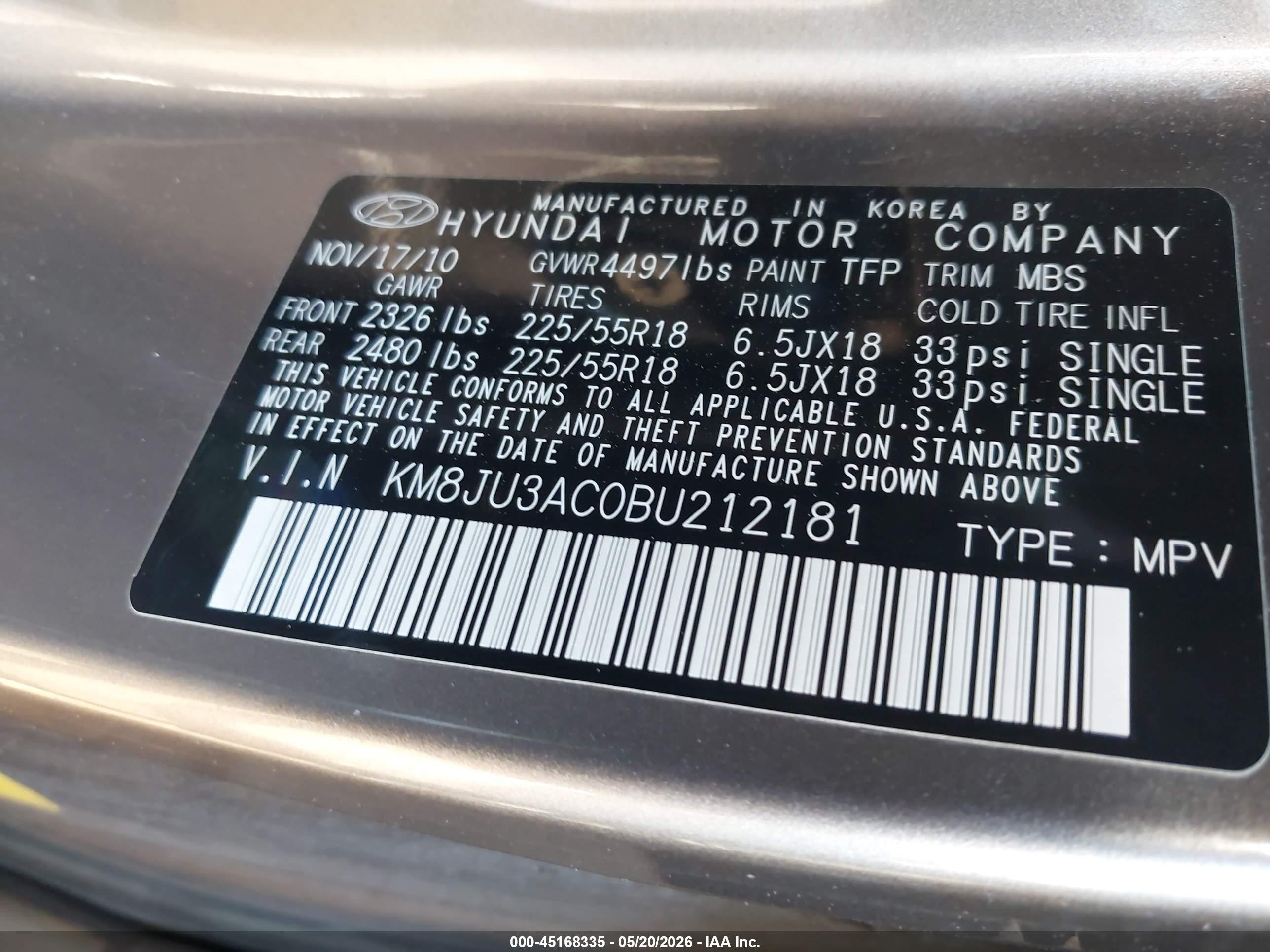 2011 Hyundai Tucson Limited Gray vin: KM8JU3AC0BU212181