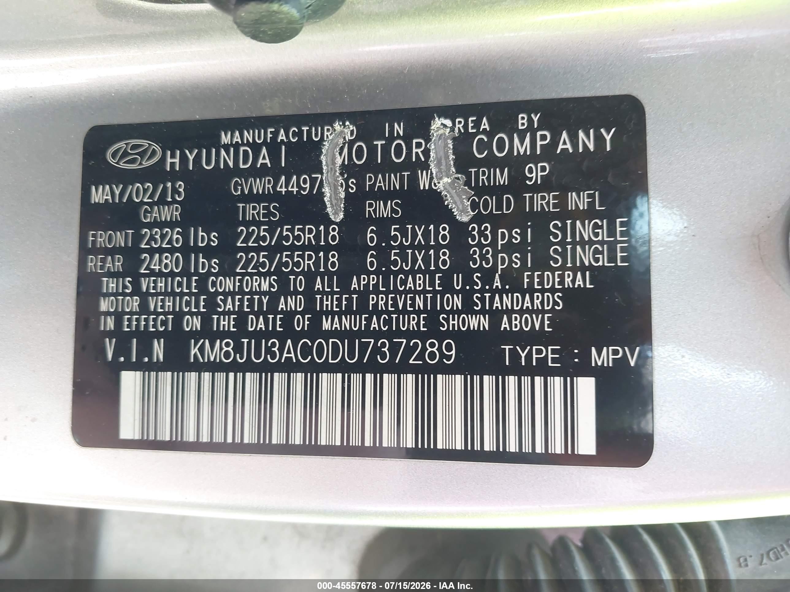 2013 Hyundai Tucson Limited Silver vin: KM8JU3AC0DU737289