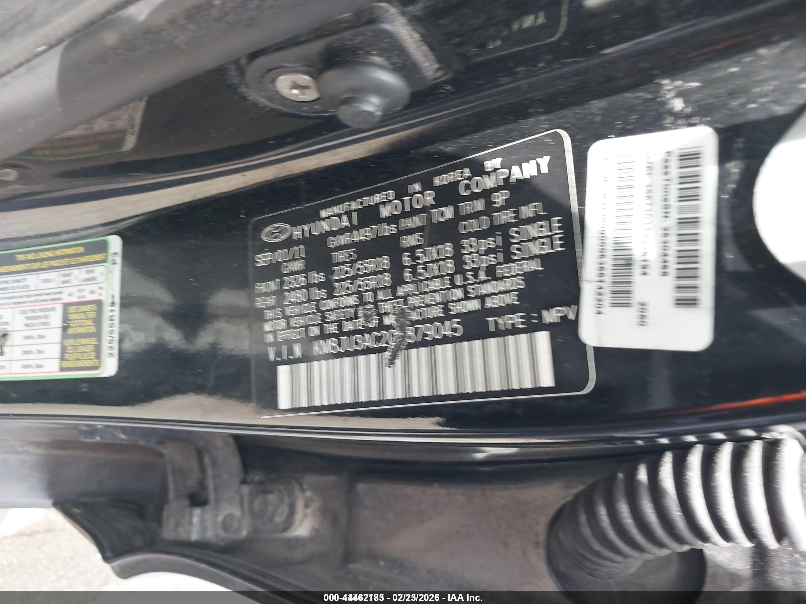 2012 Hyundai Tucson Limited Black vin: KM8JU3AC2CU379045