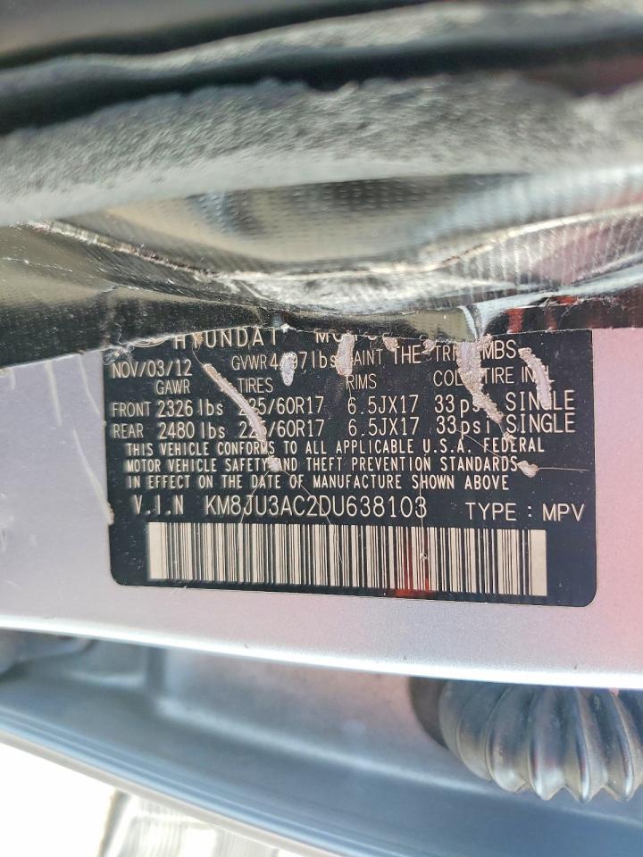 2013 Hyundai Tucson Gls Синий vin: KM8JU3AC2DU638103