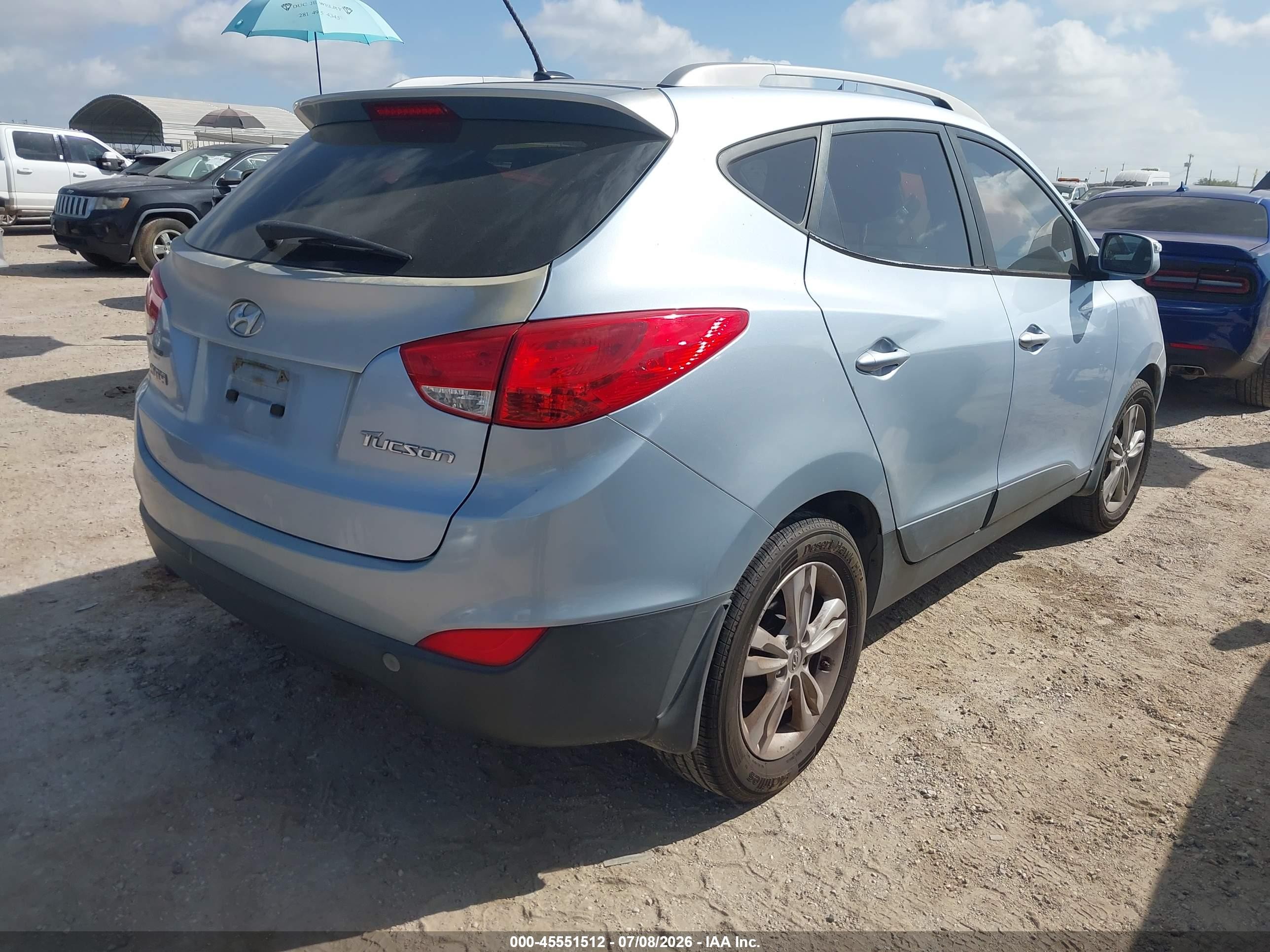 2013 Hyundai Tucson Gls Light Blue vin: KM8JU3AC3DU647280