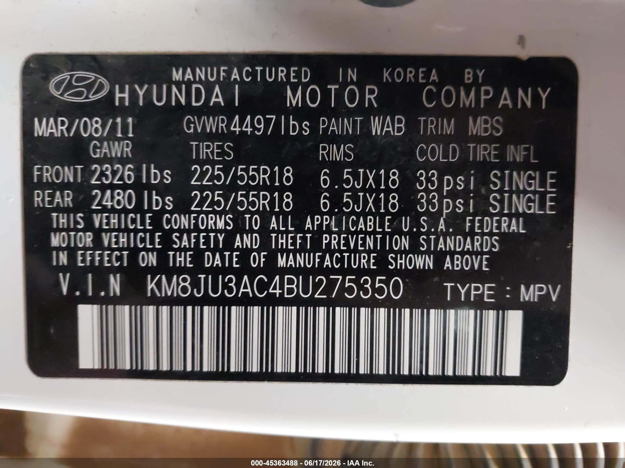2011 Hyundai Tucson Limited White vin: KM8JU3AC4BU275350