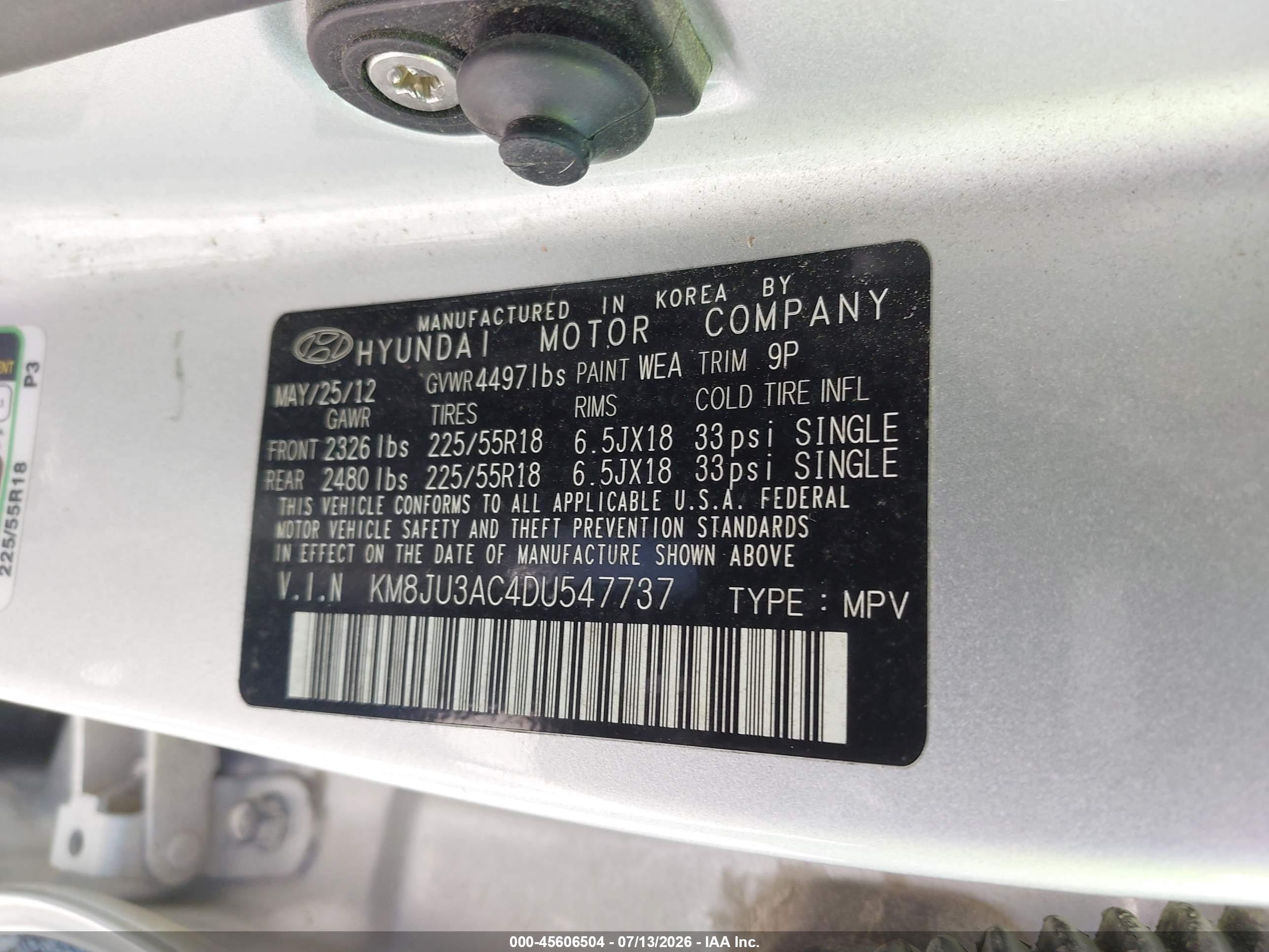 2013 Hyundai Tucson Limited Silver vin: KM8JU3AC4DU547737