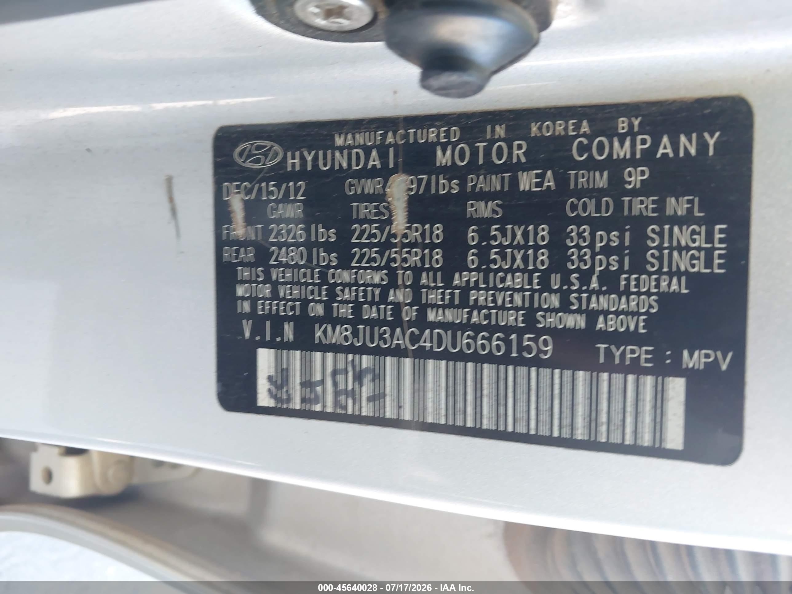 2013 Hyundai Tucson Limited Gray vin: KM8JU3AC4DU666159