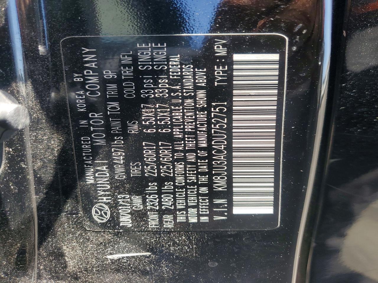 2013 Hyundai Tucson Gls Черный vin: KM8JU3AC4DU752751