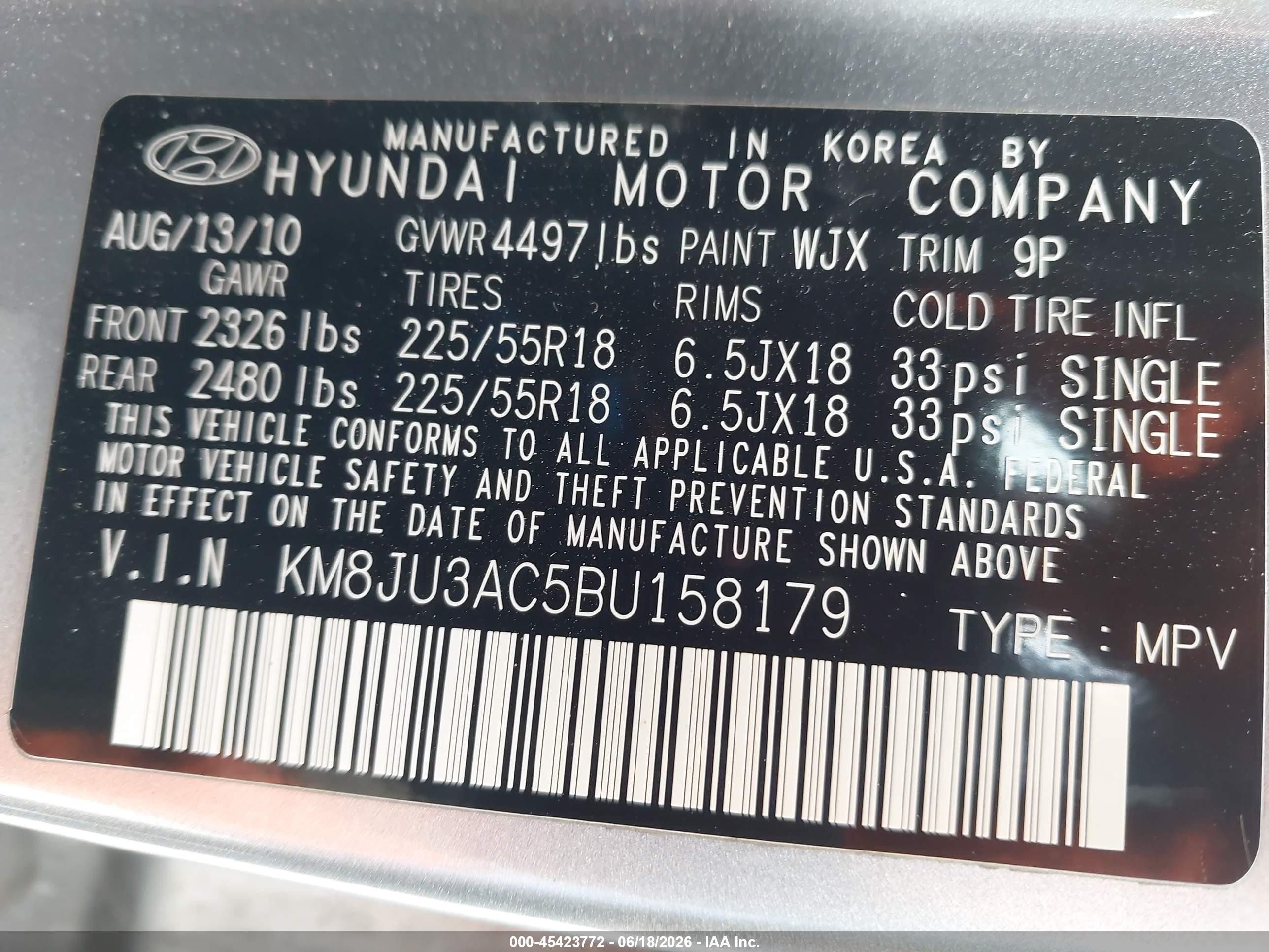 2011 Hyundai Tucson Limited Silver vin: KM8JU3AC5BU158179