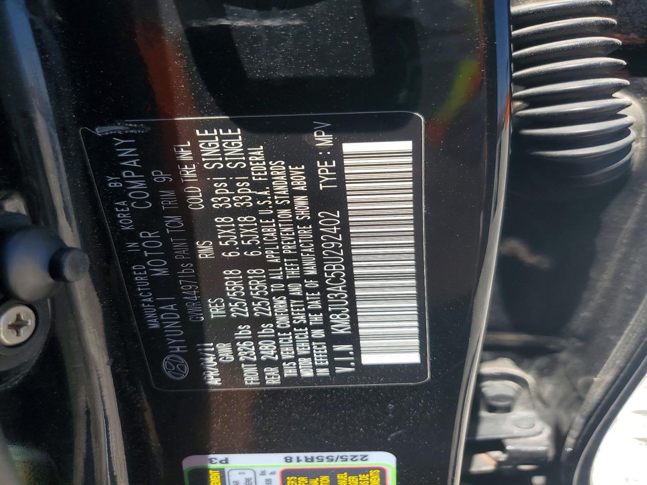 2011 Hyundai Tucson Limited Black vin: KM8JU3AC5BU292402