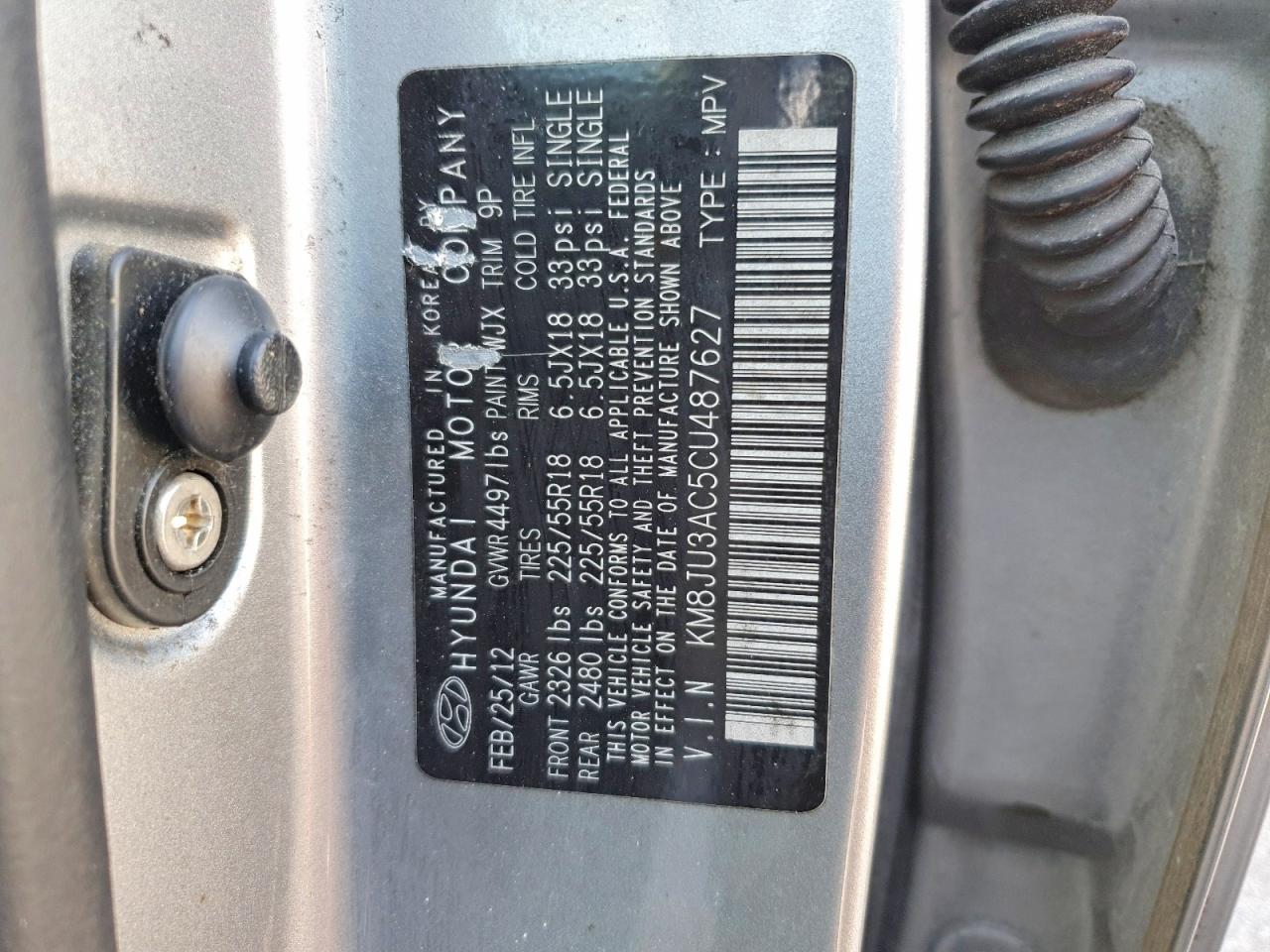 2012 Hyundai Tucson Limited Silver vin: KM8JU3AC5CU487627