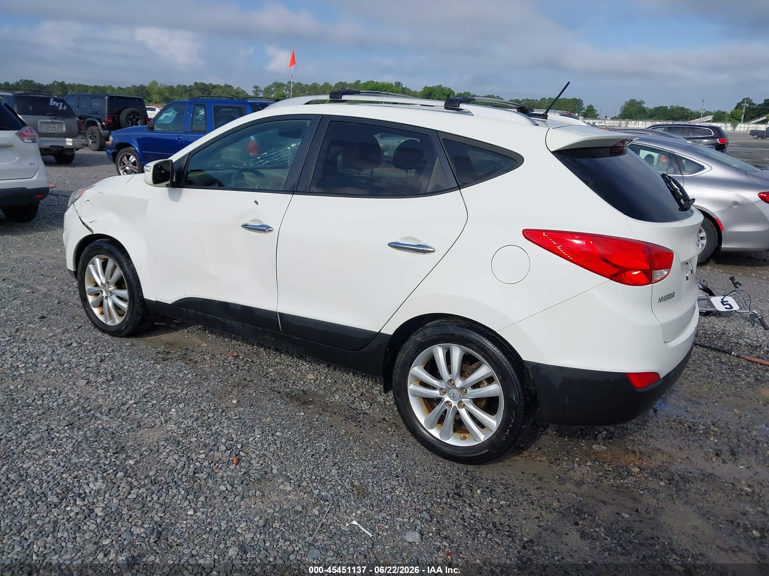 2012 Hyundai Tucson Limited White vin: KM8JU3AC5CU506726