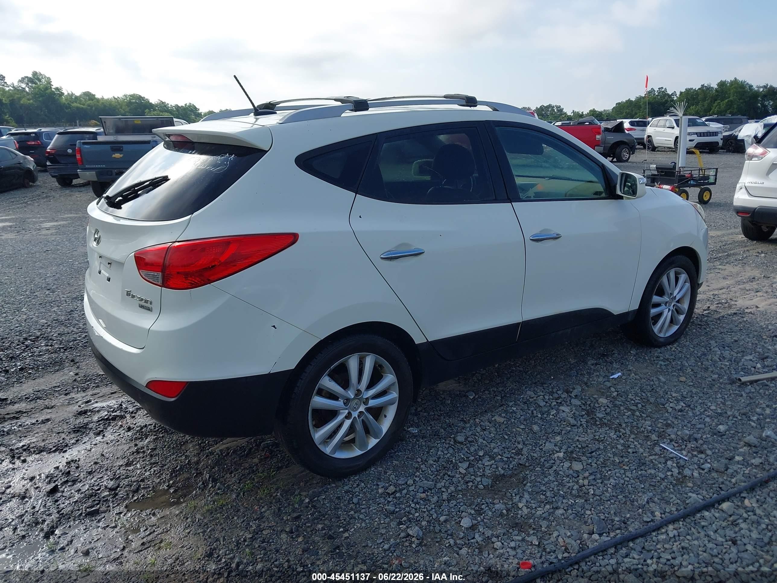 2012 Hyundai Tucson Limited White vin: KM8JU3AC5CU506726