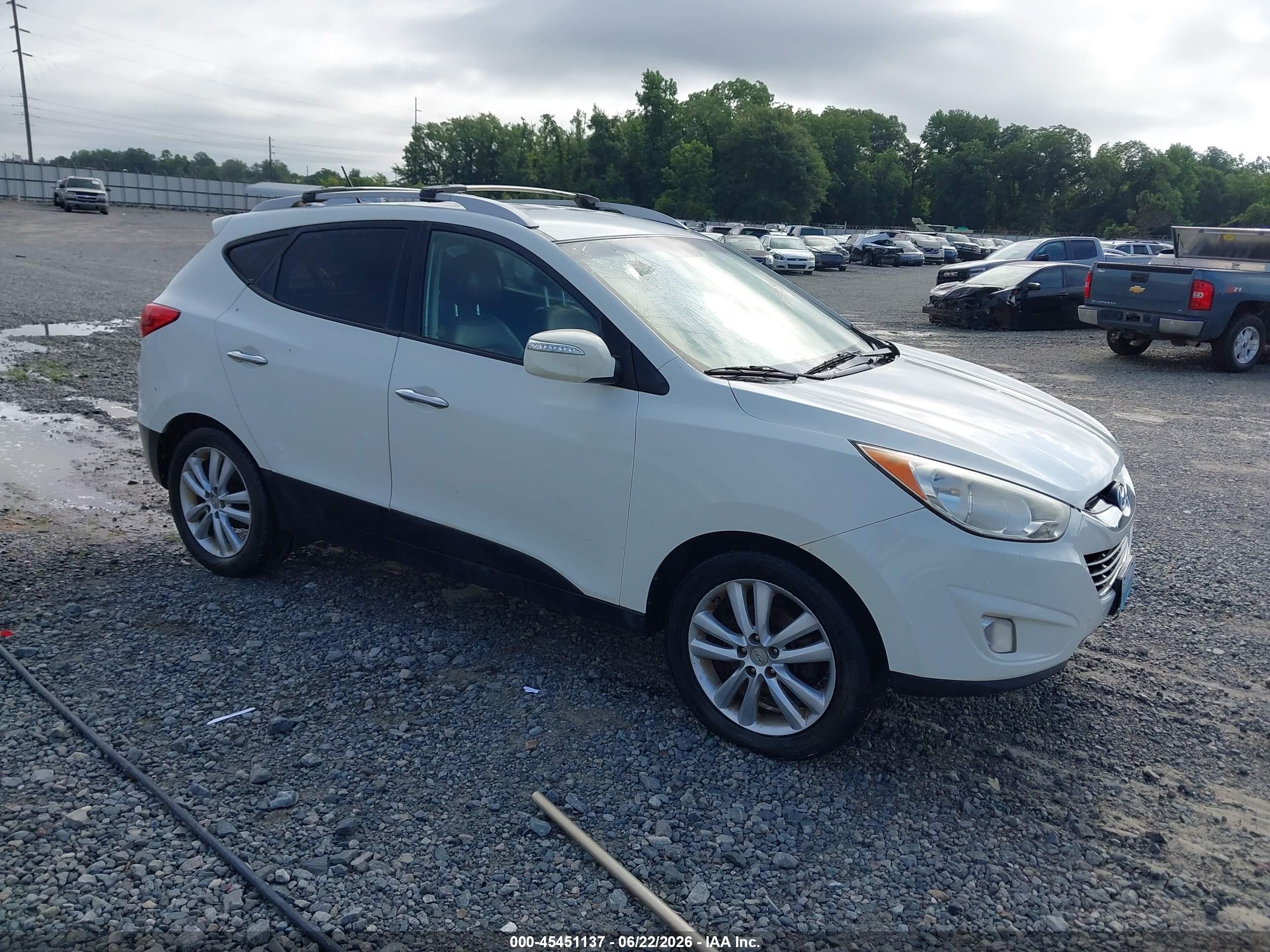 2012 Hyundai Tucson Limited White vin: KM8JU3AC5CU506726