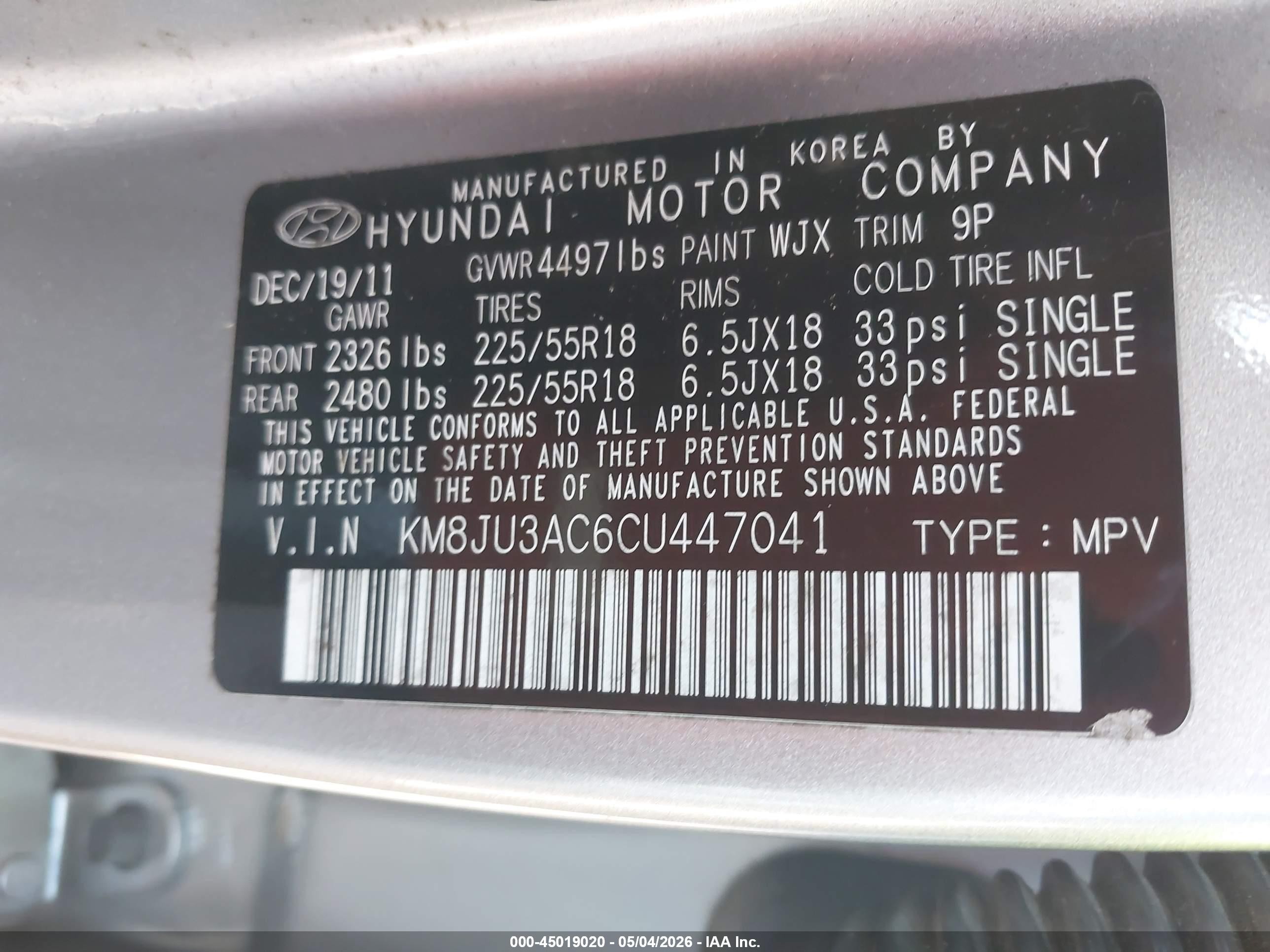 2012 Hyundai Tucson Limited Silver vin: KM8JU3AC6CU447041