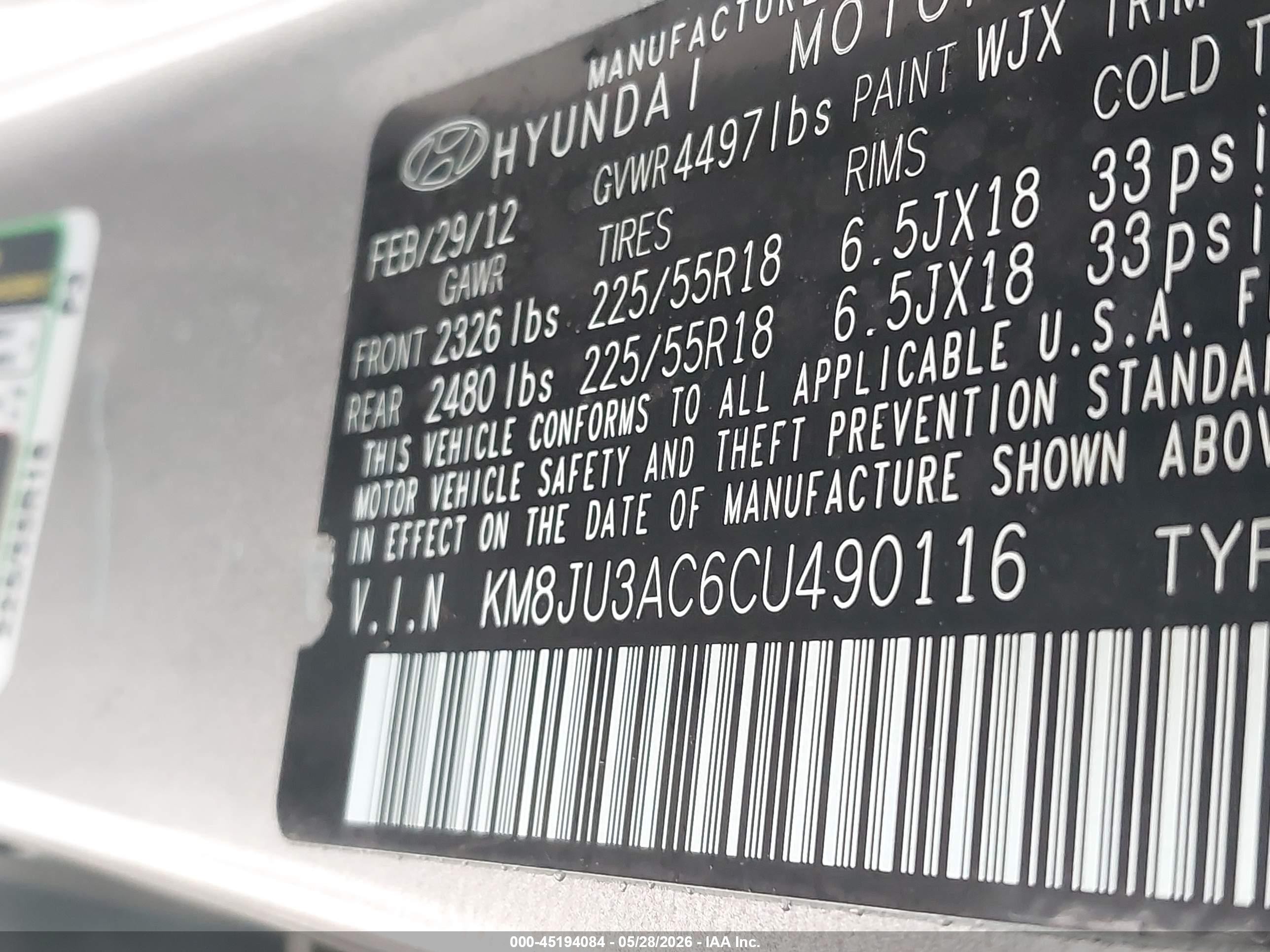 2012 Hyundai Tucson Limited Silver vin: KM8JU3AC6CU490116