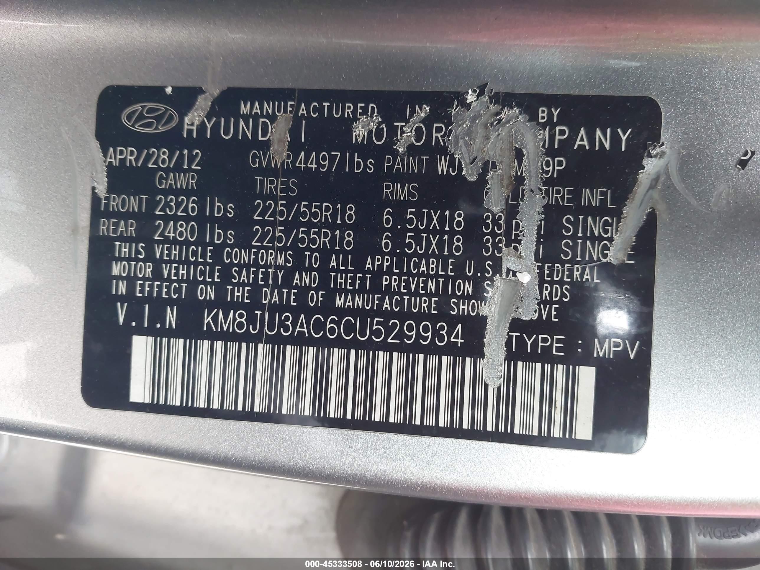 2012 Hyundai Tucson Limited Silver vin: KM8JU3AC6CU529934