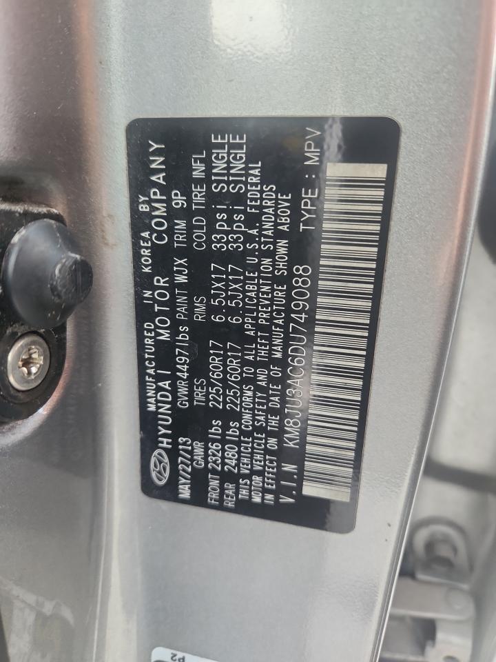 2013 Hyundai Tucson Gls Silver vin: KM8JU3AC6DU749088