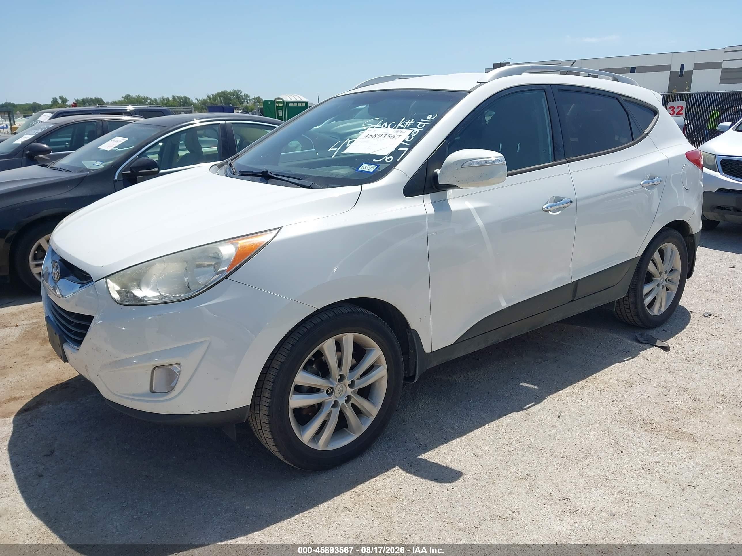 2013 Hyundai Tucson Limited White vin: KM8JU3AC8DU683093