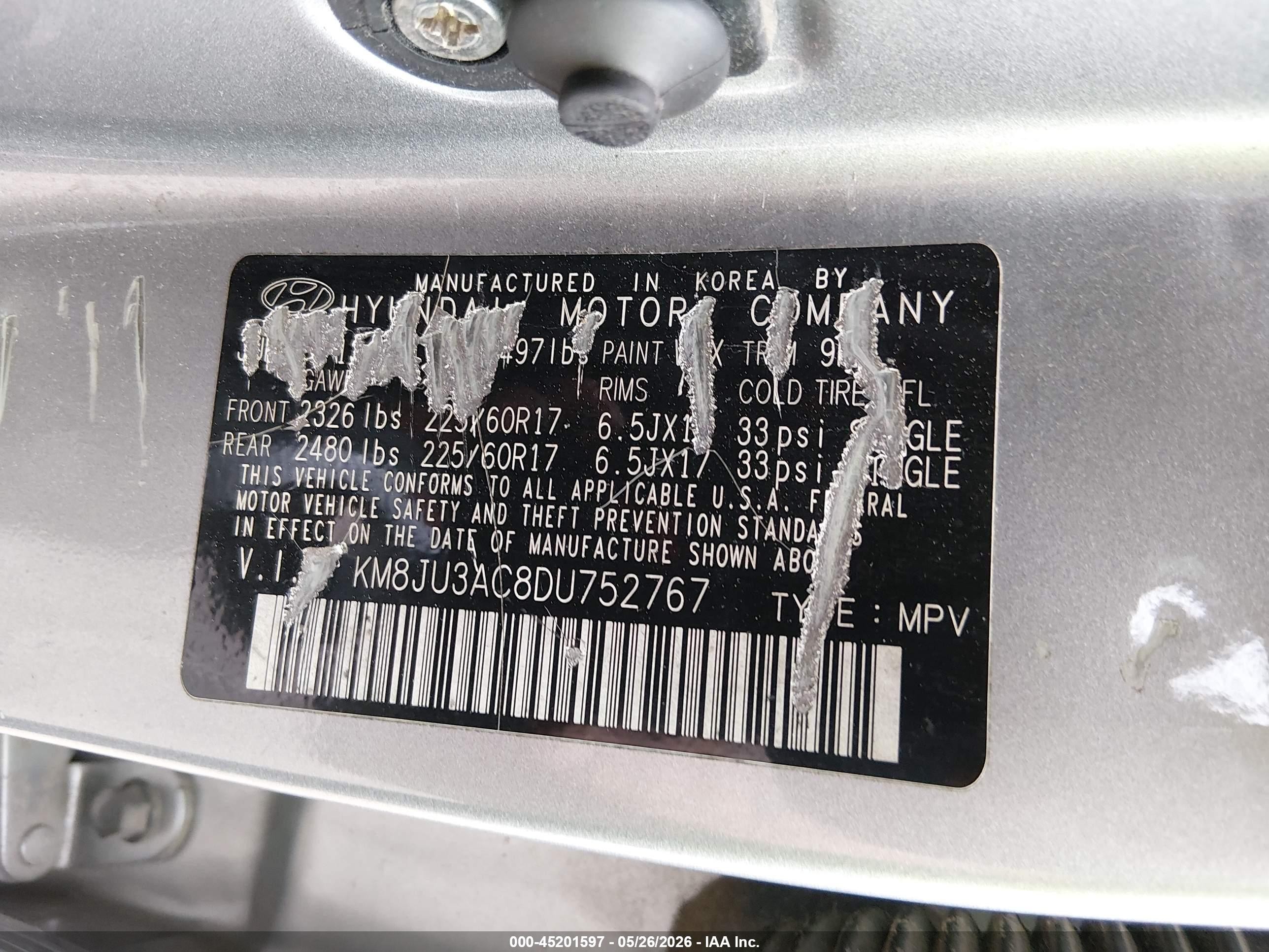 2013 Hyundai Tucson Gls Gray vin: KM8JU3AC8DU752767