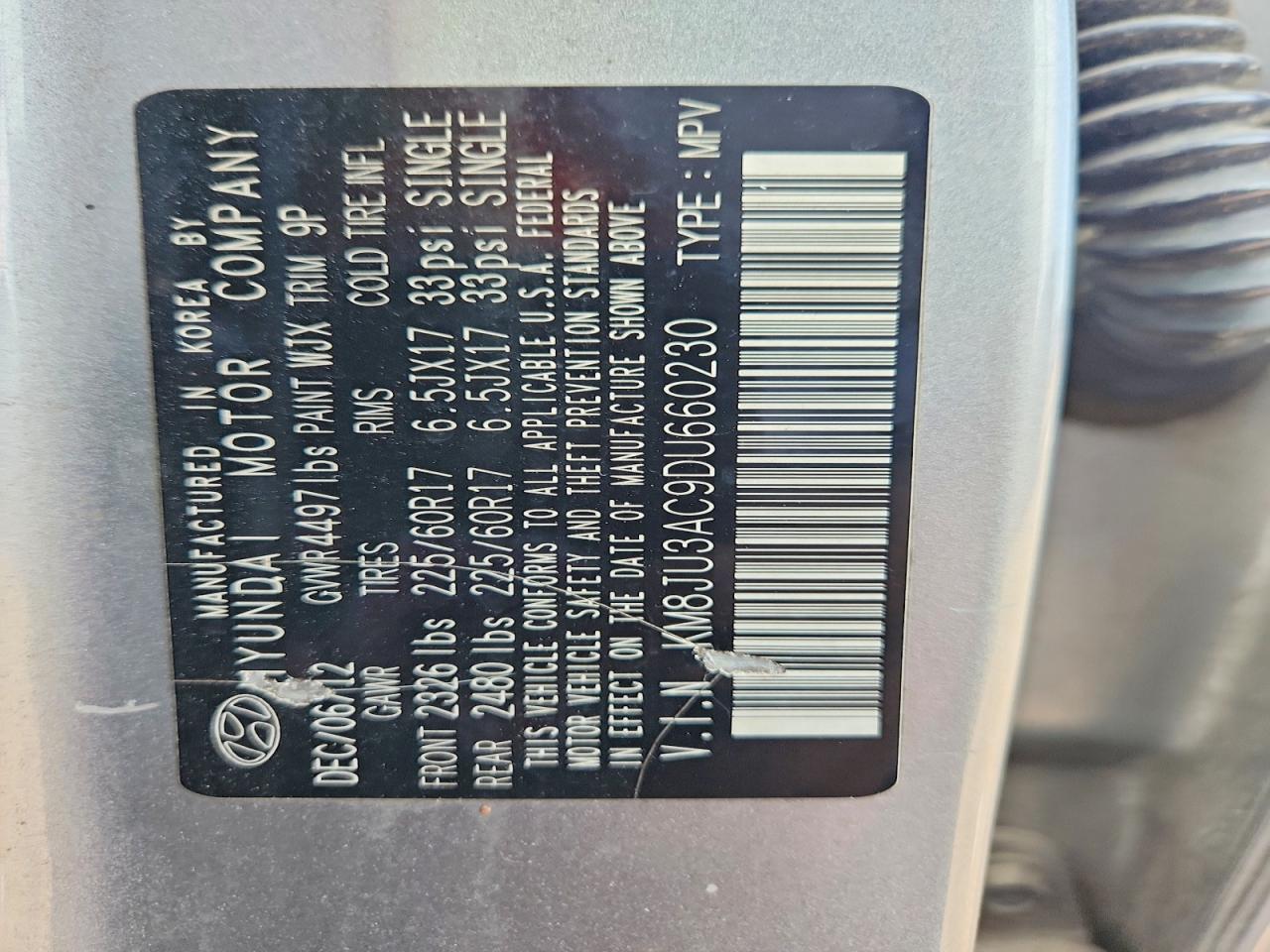 2013 Hyundai Tucson Gls Gray vin: KM8JU3AC9DU660230