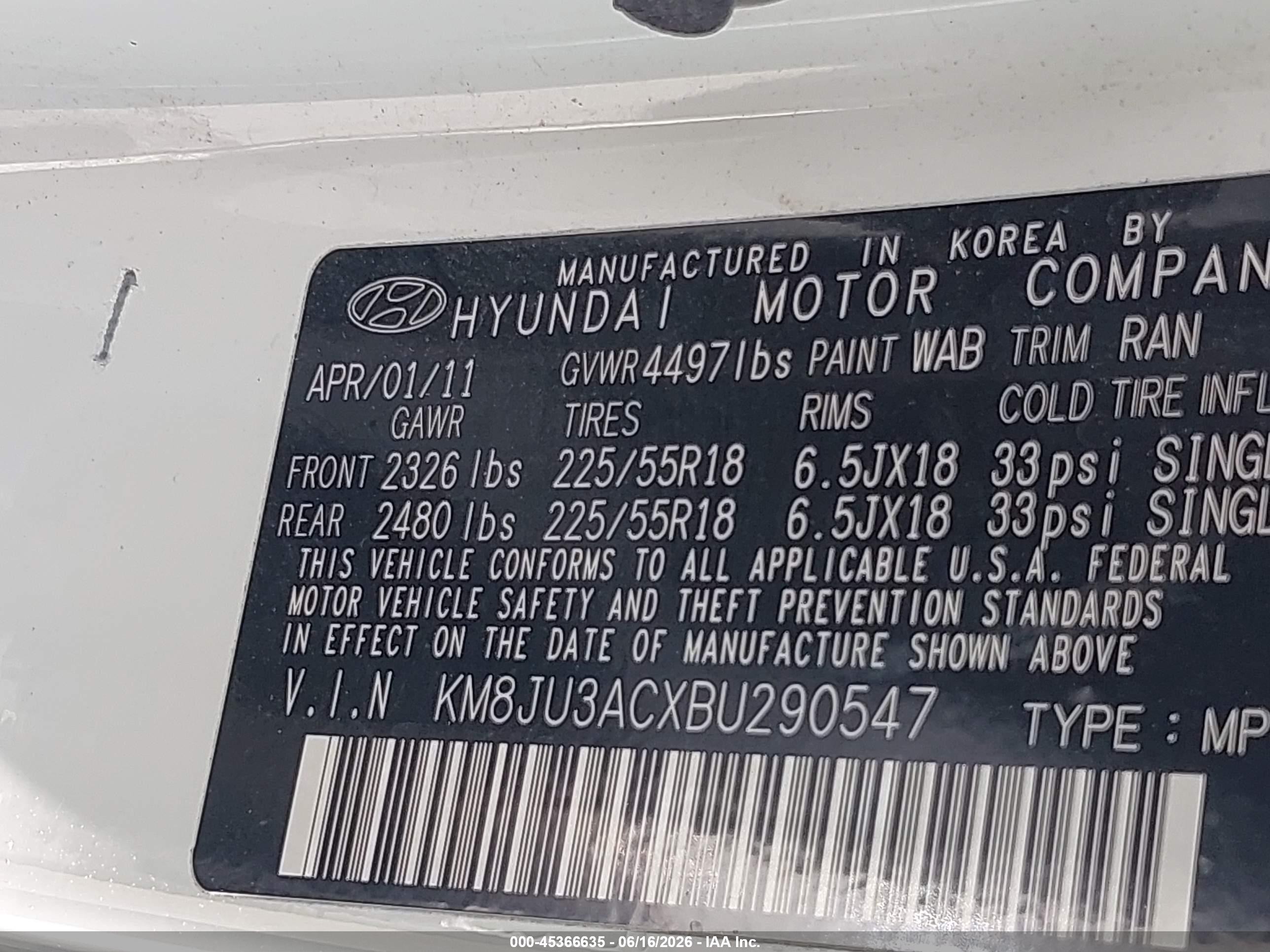 2011 Hyundai Tucson Limited White vin: KM8JU3ACXBU290547