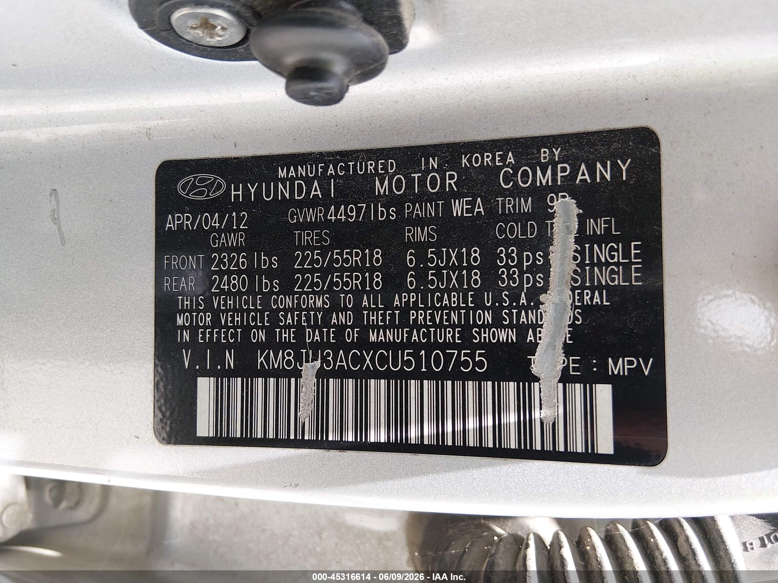 2012 Hyundai Tucson Limited Silver vin: KM8JU3ACXCU510755
