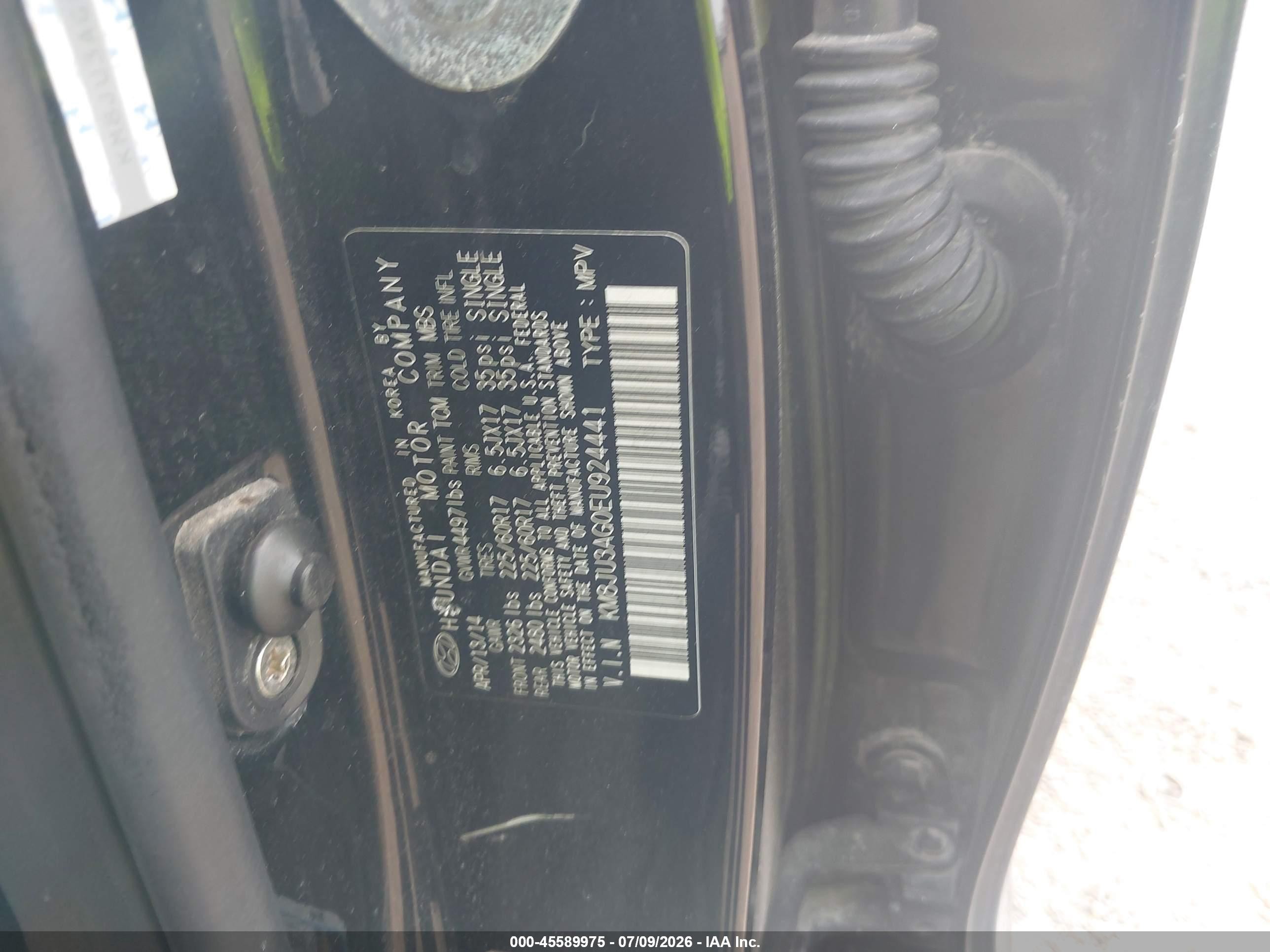 2014 Hyundai Tucson Se Black vin: KM8JU3AG0EU924441