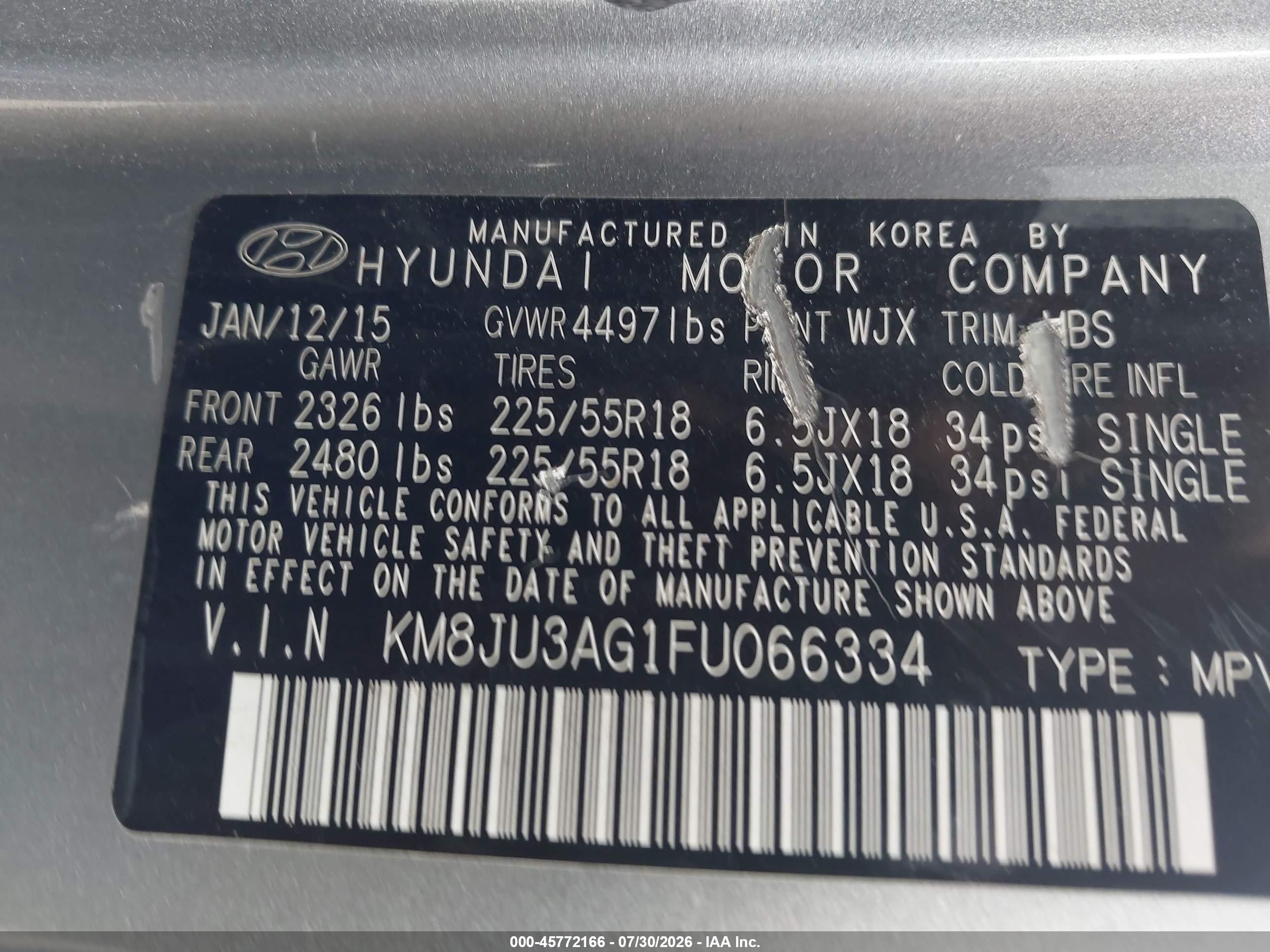 2015 Hyundai Tucson Limited Green vin: KM8JU3AG1FU066334