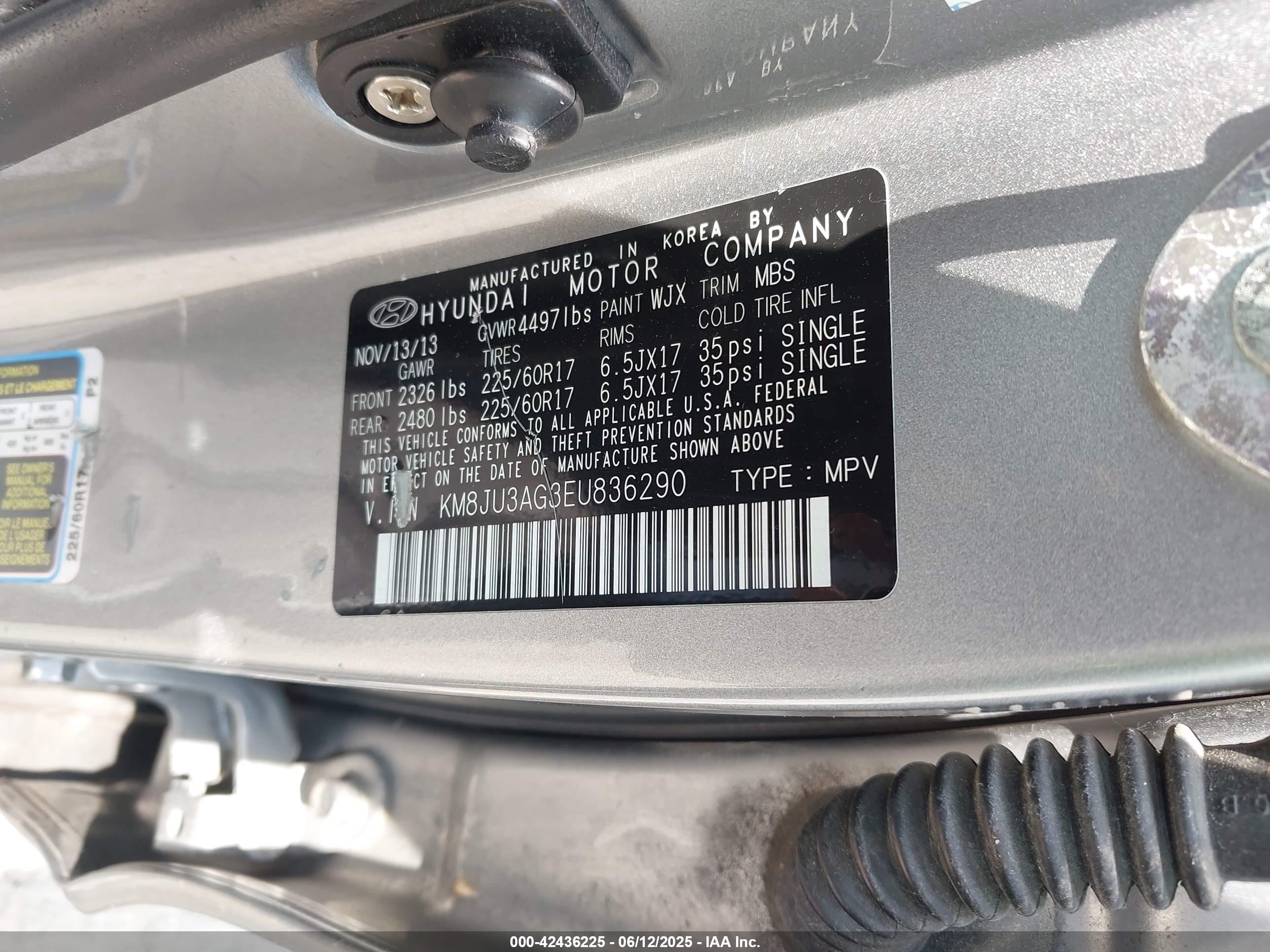 2014 Hyundai Tucson Se Silver vin: KM8JU3AG3EU836290