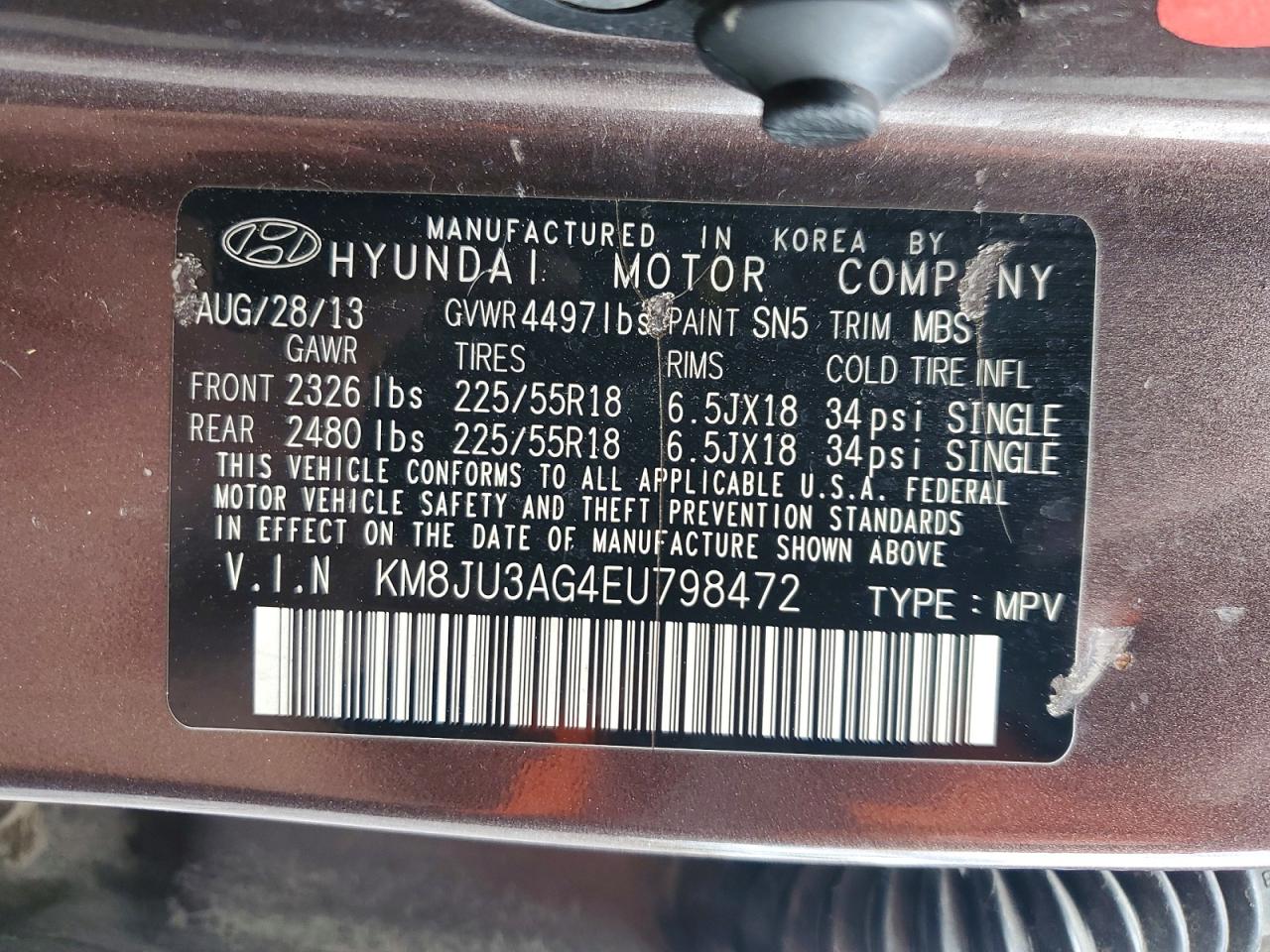 2014 Hyundai Tucson Limited Brown vin: KM8JU3AG4EU798472
