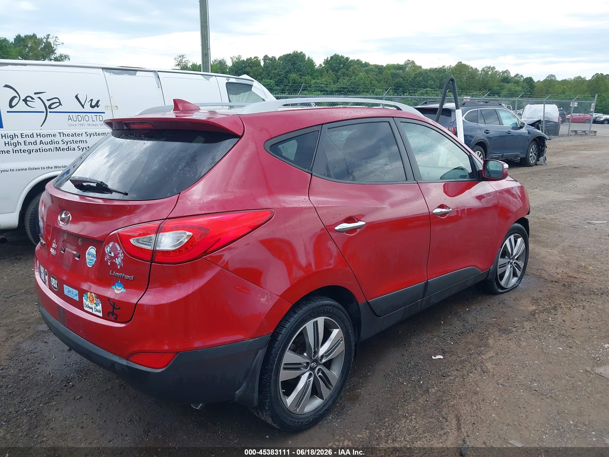 2014 Hyundai Tucson Limited Красный vin: KM8JU3AG8EU794344
