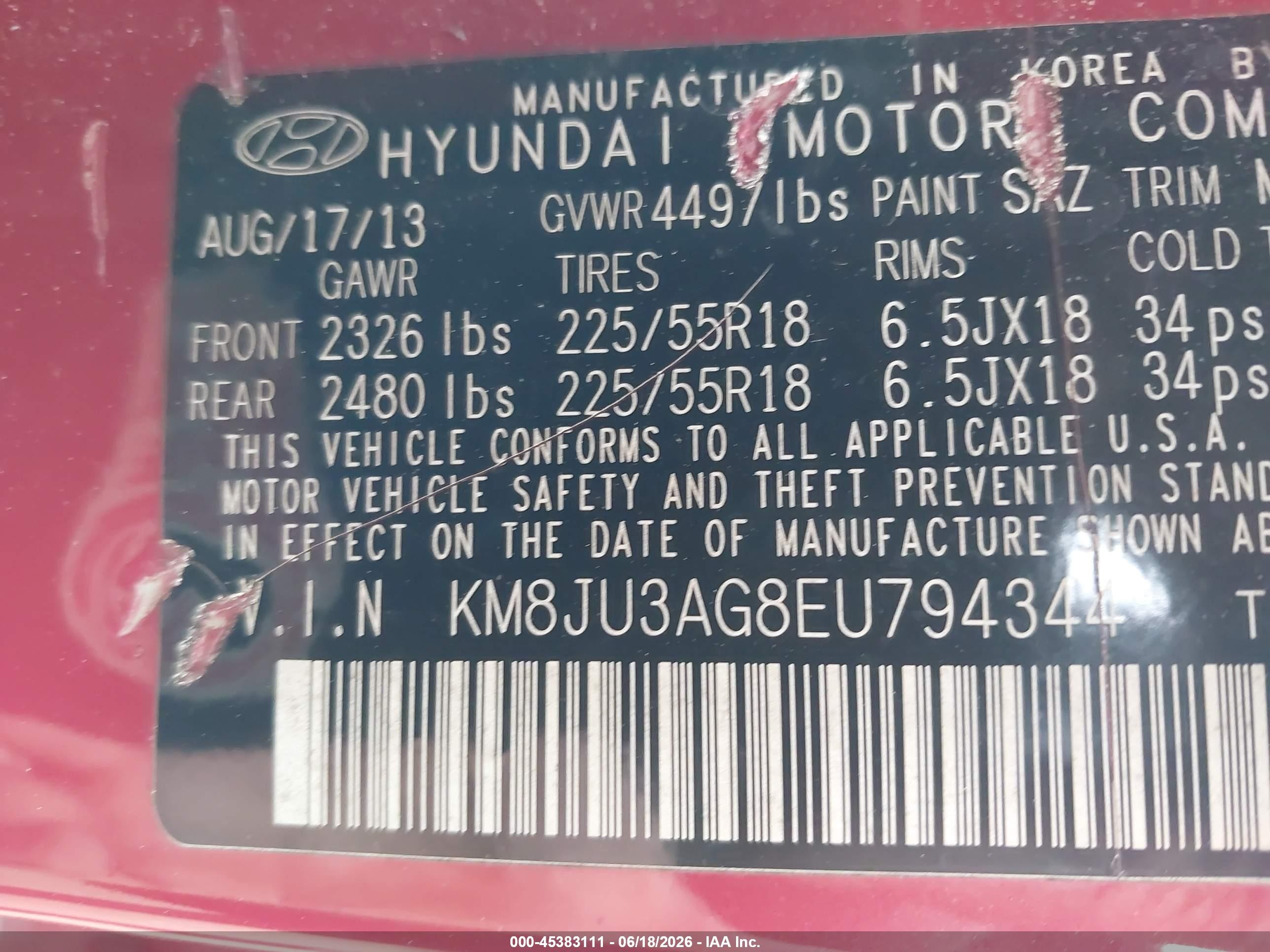 2014 Hyundai Tucson Limited Красный vin: KM8JU3AG8EU794344