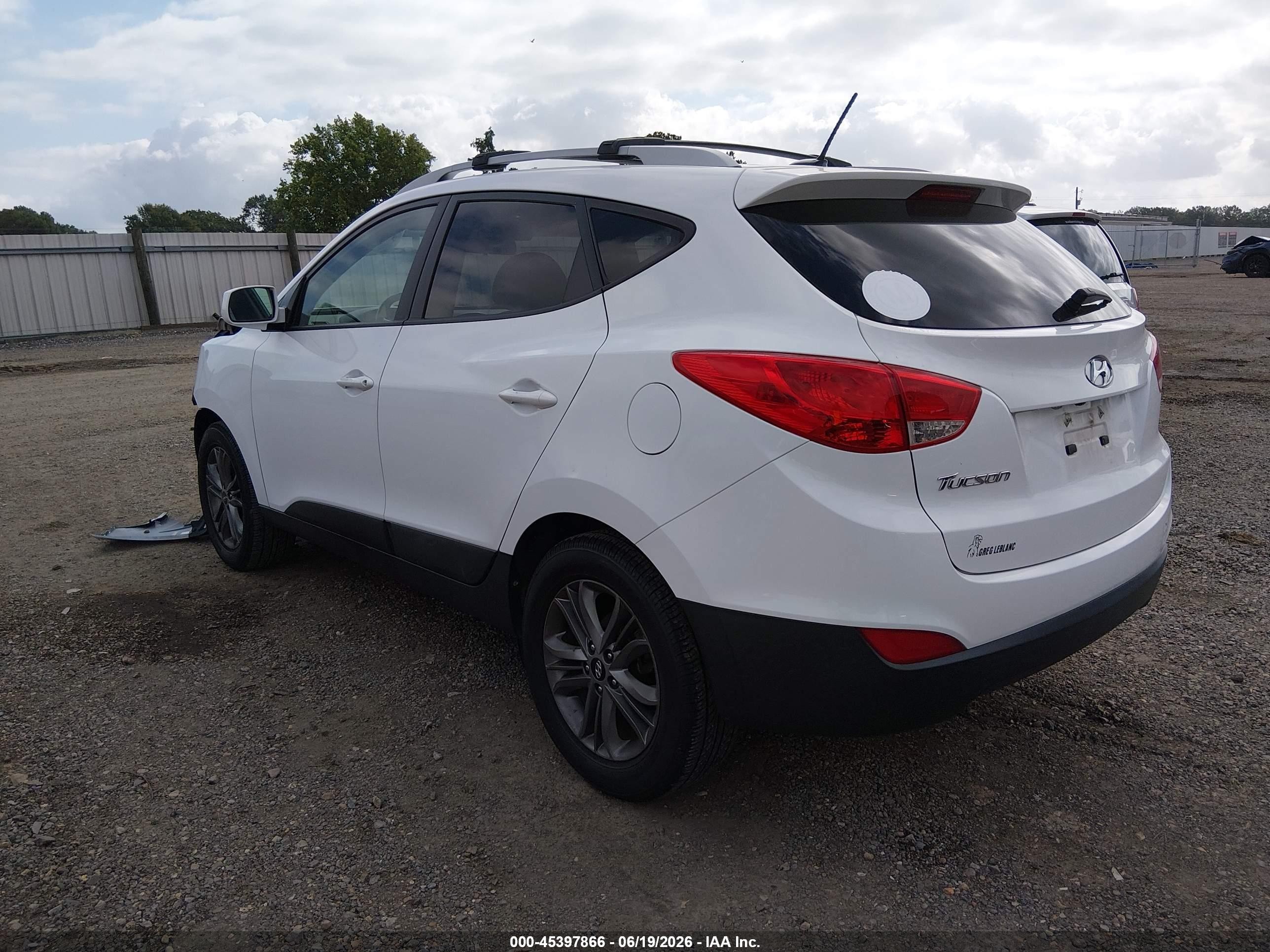 2014 Hyundai Tucson Se White vin: KM8JU3AG8EU930293