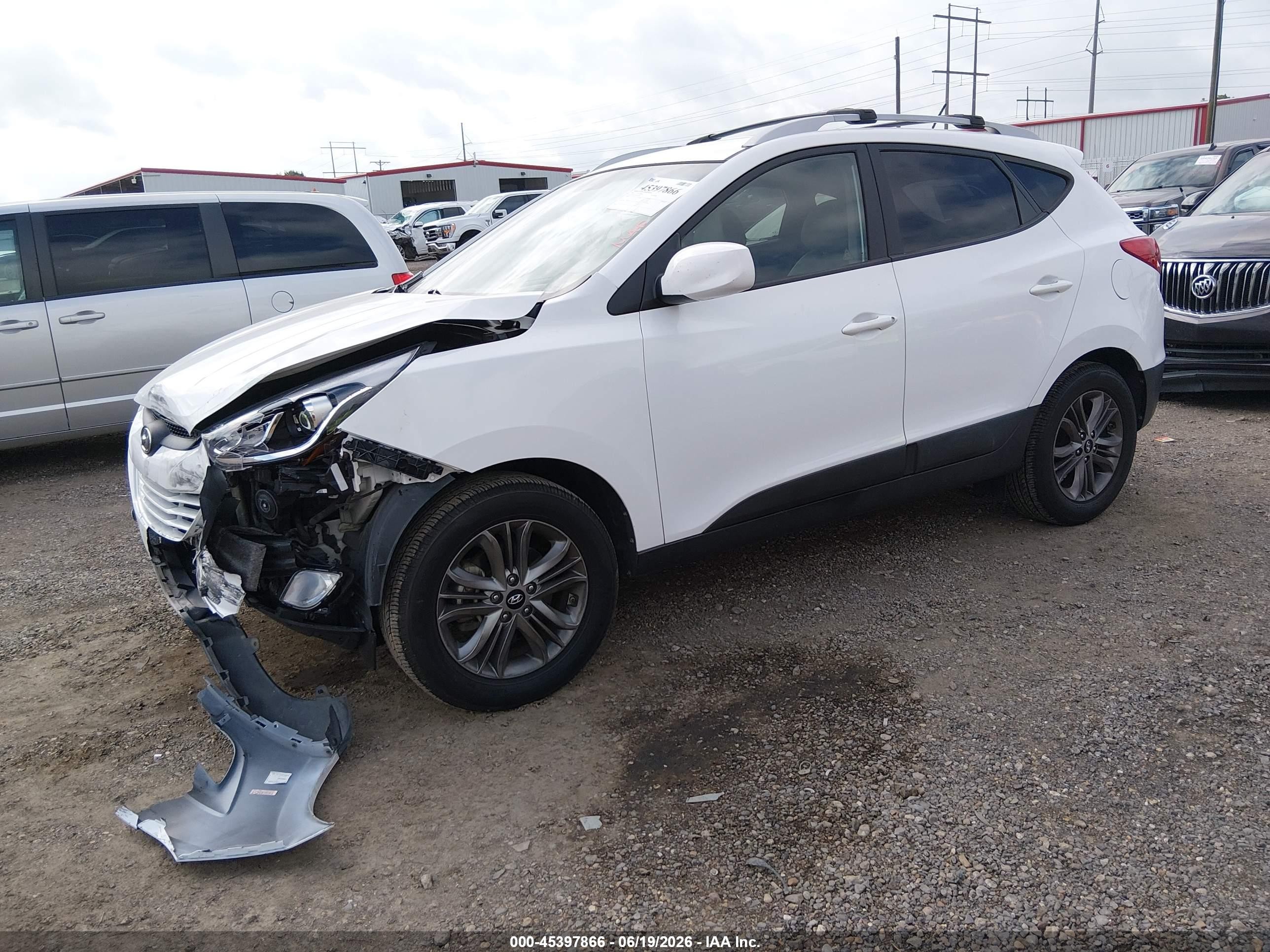 2014 Hyundai Tucson Se White vin: KM8JU3AG8EU930293