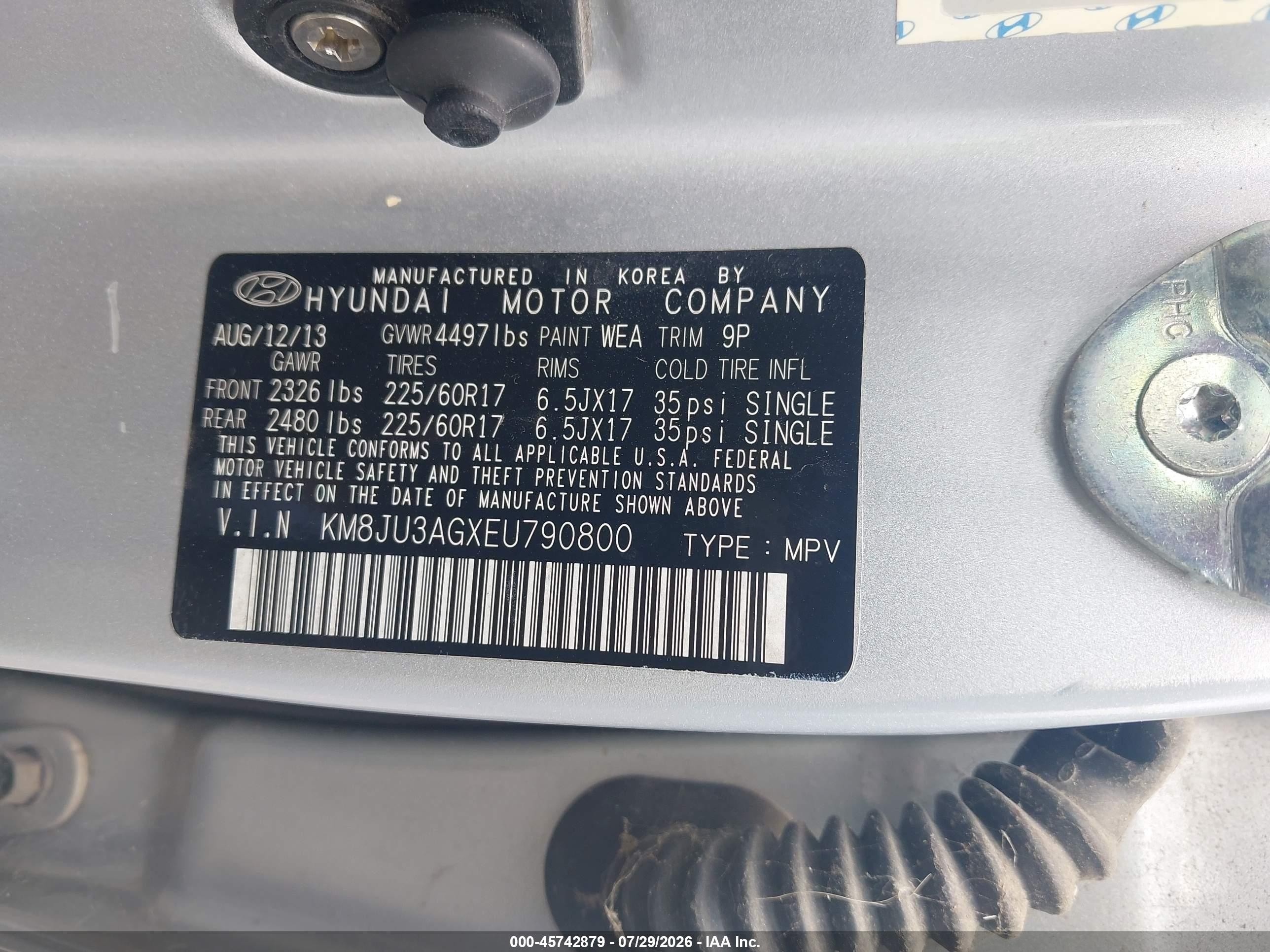 2014 Hyundai Tucson Se Серебряный vin: KM8JU3AGXEU790800