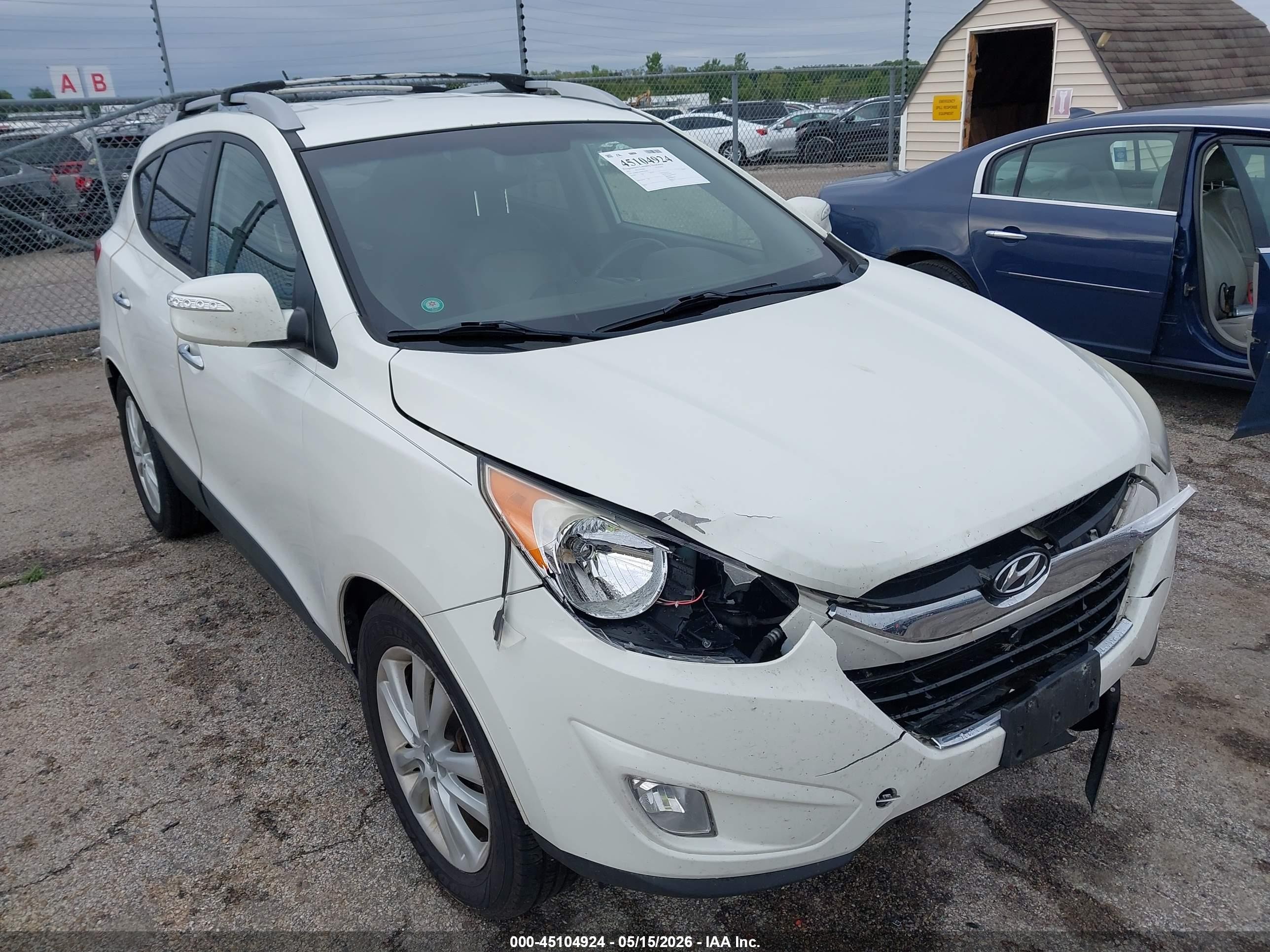 2013 Hyundai Tucson Limited White vin: KM8JUCAC0DU621462