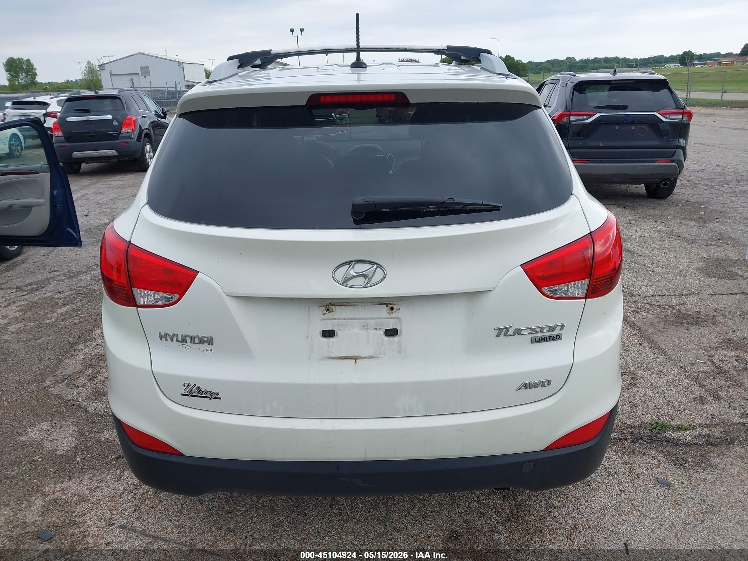 2013 Hyundai Tucson Limited White vin: KM8JUCAC0DU621462