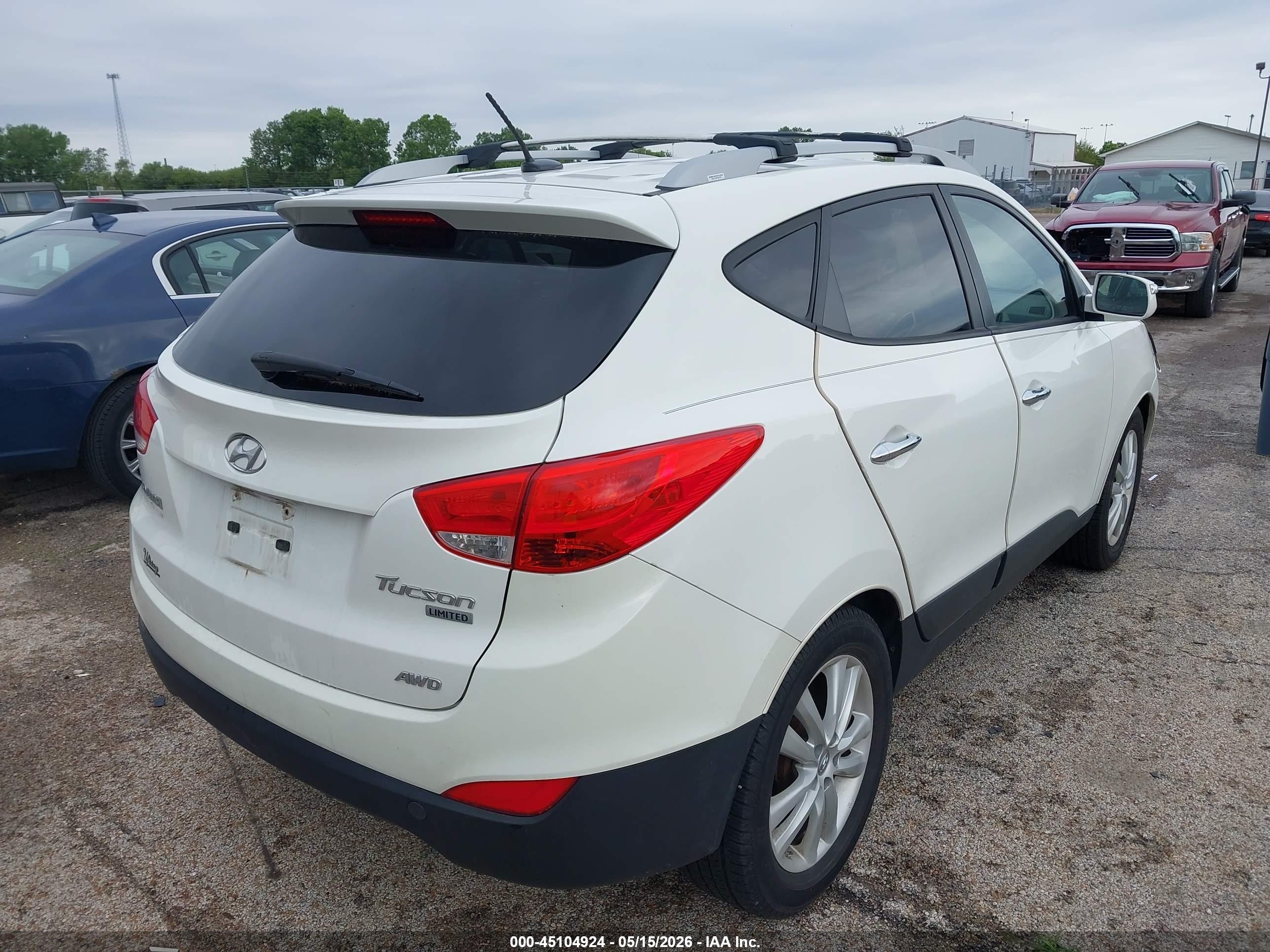 2013 Hyundai Tucson Limited White vin: KM8JUCAC0DU621462