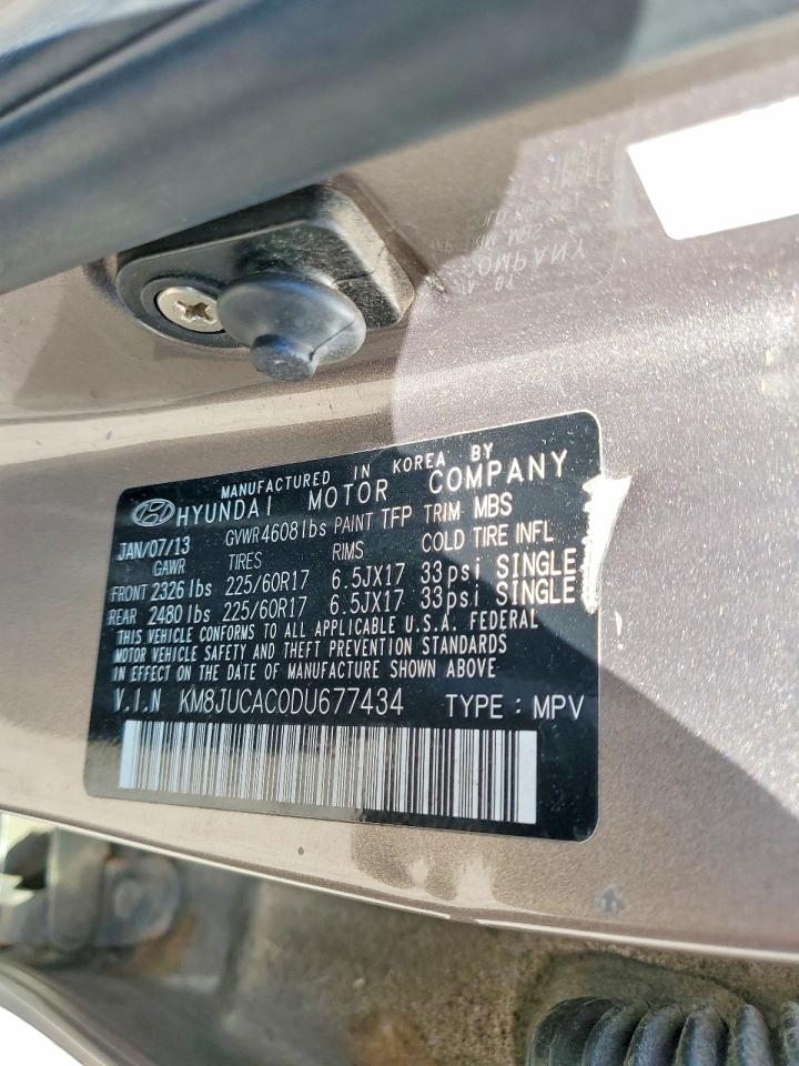 2013 Hyundai Tucson Gls Tan vin: KM8JUCAC0DU677434