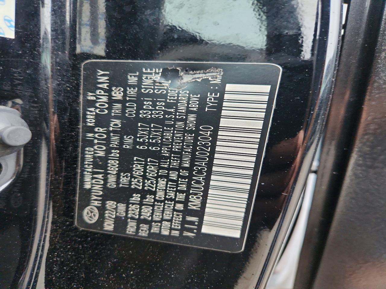2010 Hyundai Tucson Gls Black vin: KM8JUCAC3AU023040