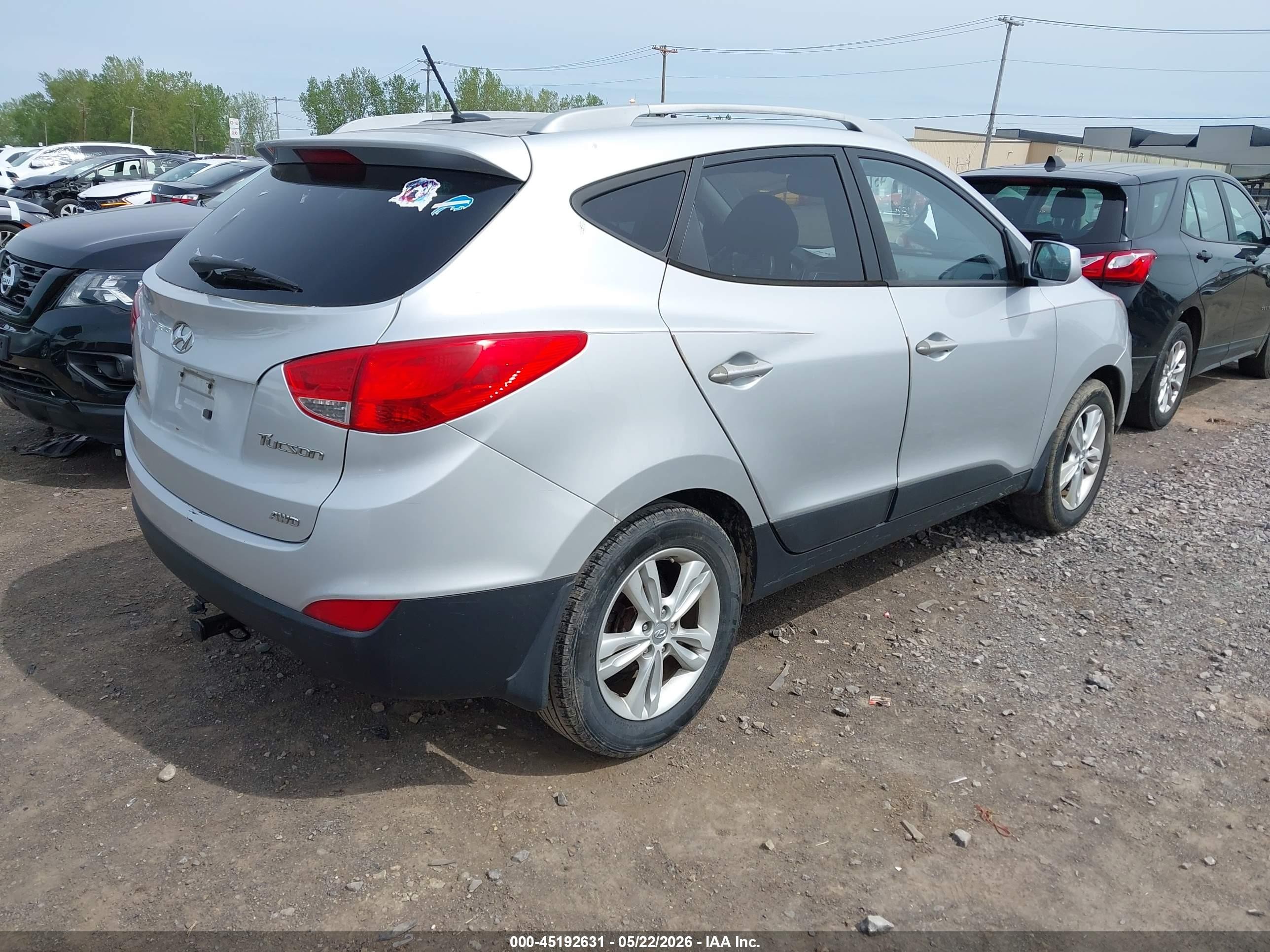 2010 Hyundai Tucson Gls Silver vin: KM8JUCAC4AU075633