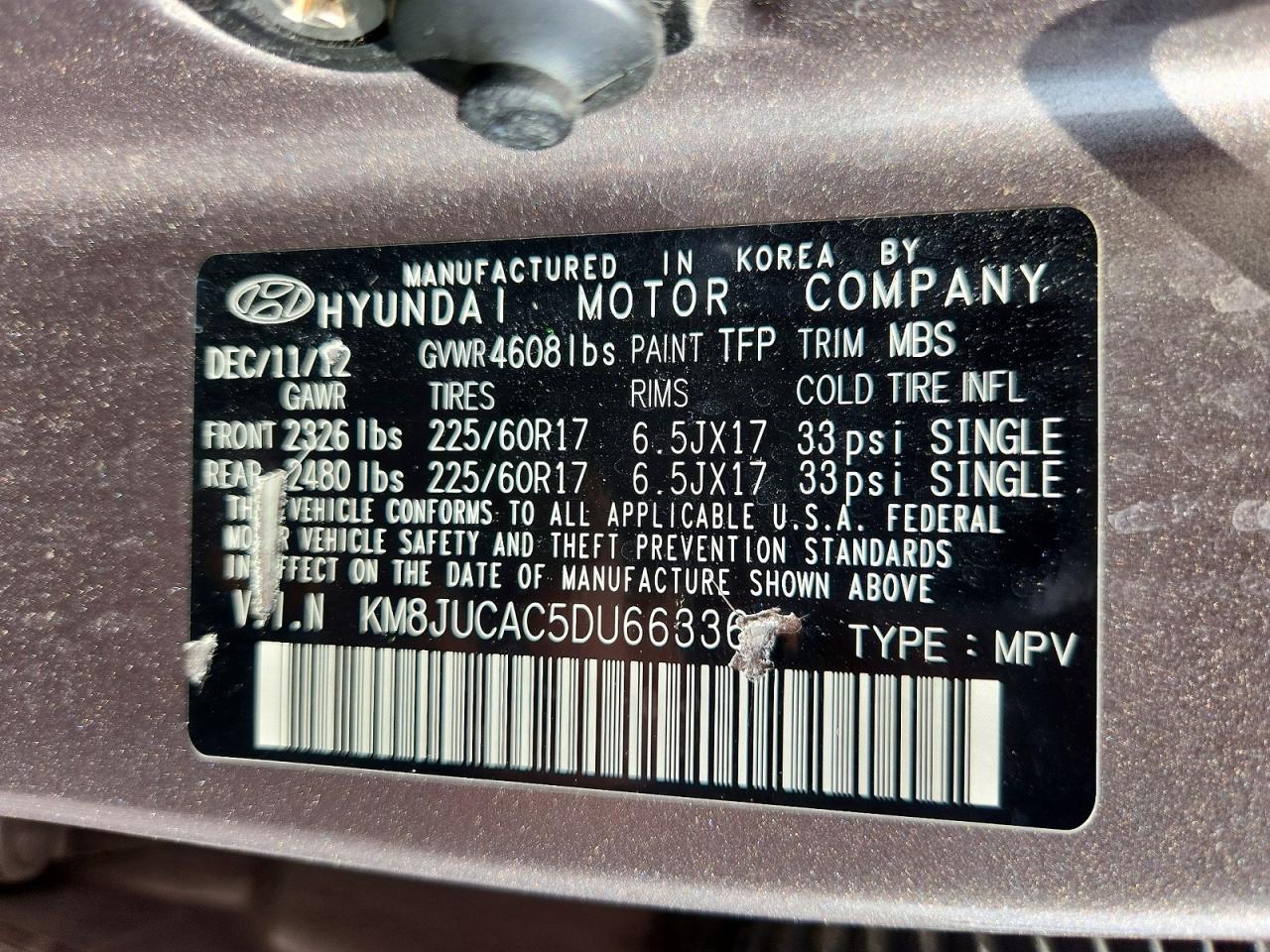 2013 Hyundai Tucson Gls Gray vin: KM8JUCAC5DU663366