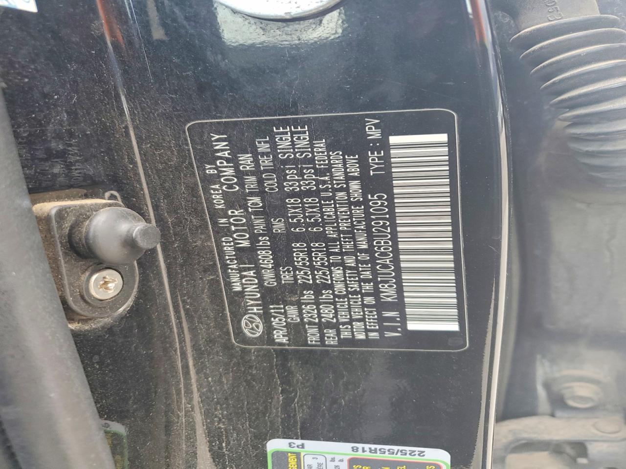 2011 Hyundai Tucson Limited Черный vin: KM8JUCAC6BU291095