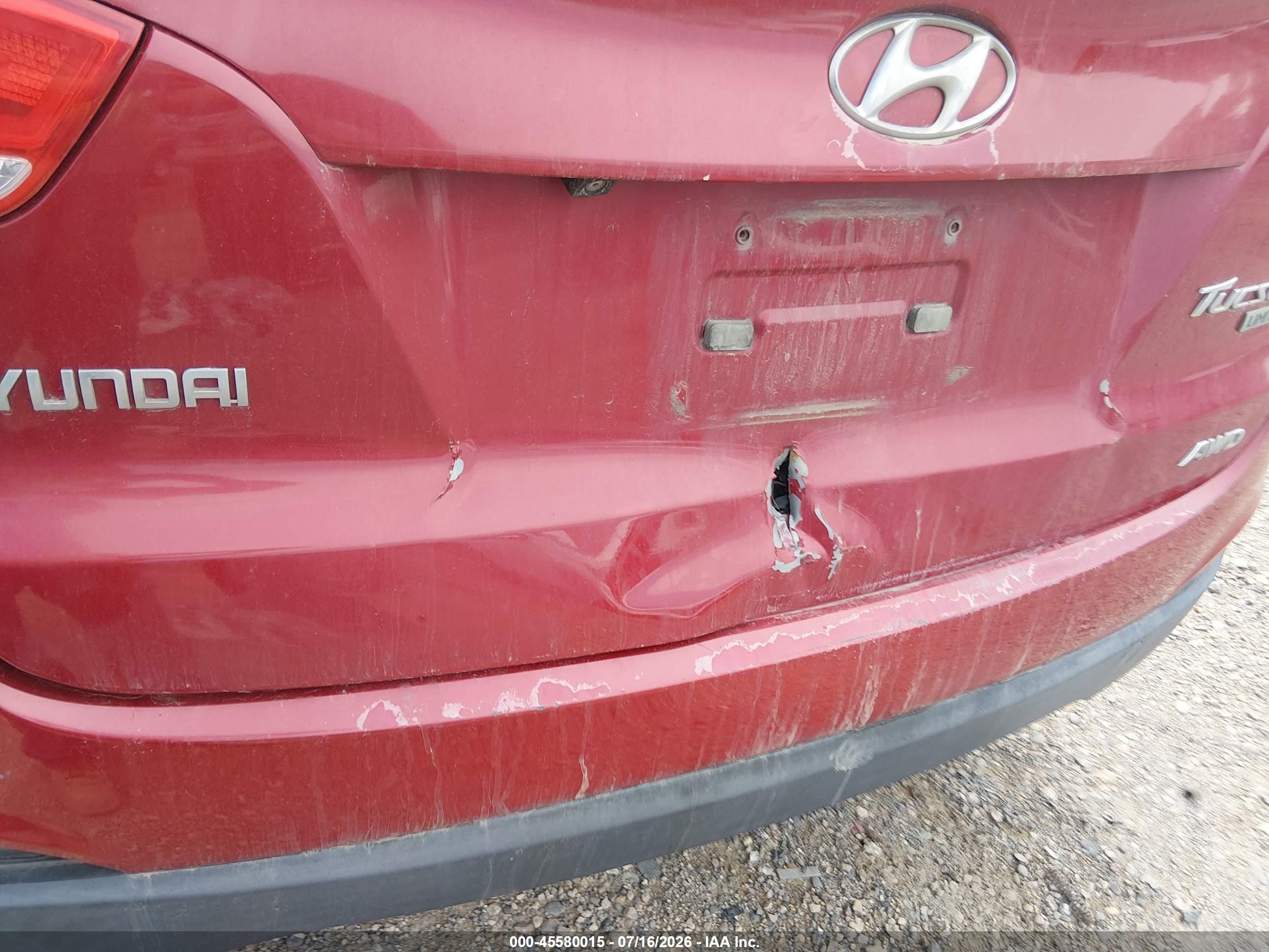 2012 Hyundai Tucson Limited Red vin: KM8JUCAC6CU349918